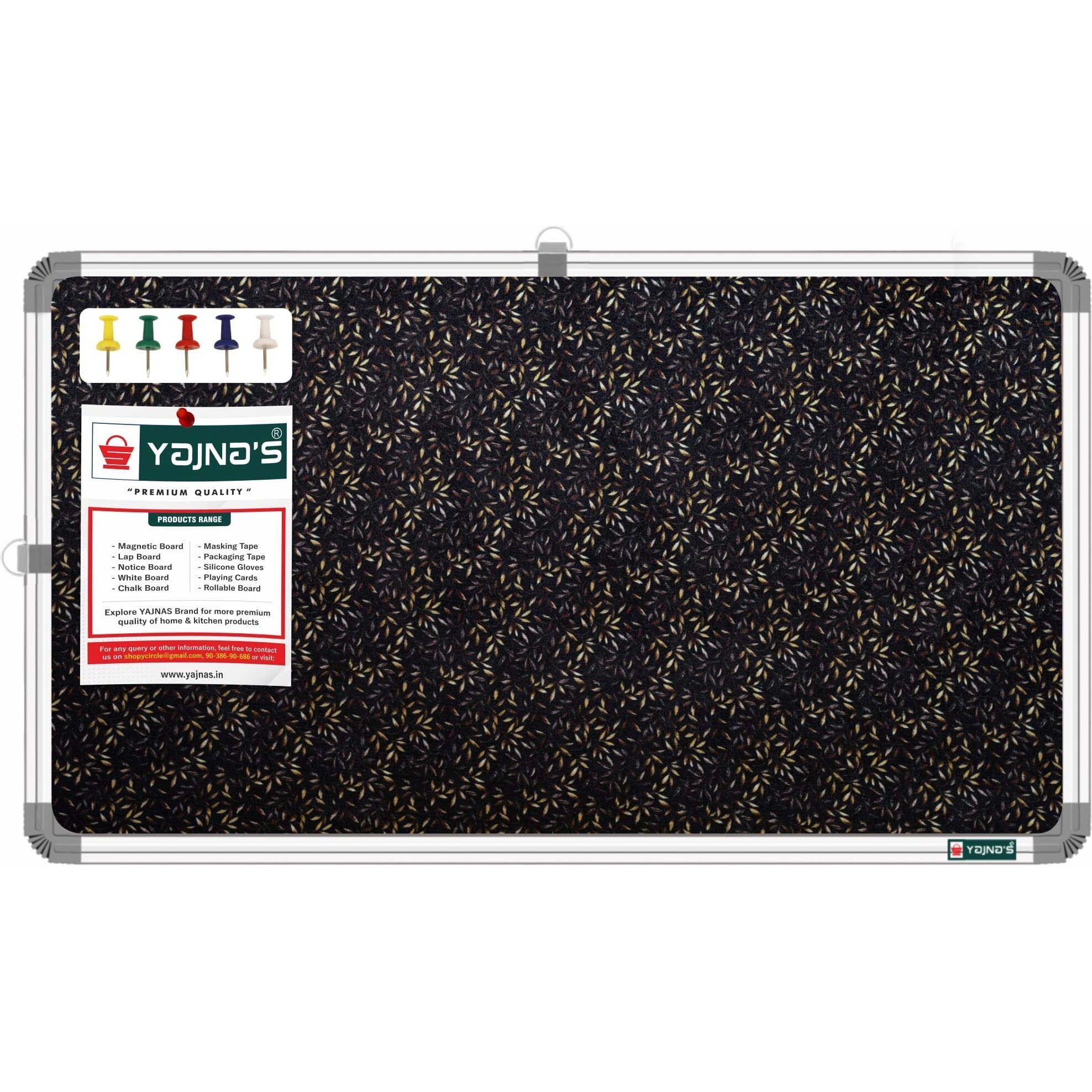 Yajnas 41X28 Cm Premium Material Golden Glow Designed Notice Board/Soft Board/Bulletin Board/Pin-Up Display Board With 50 Pins For Study Room, Office, School & Home Use