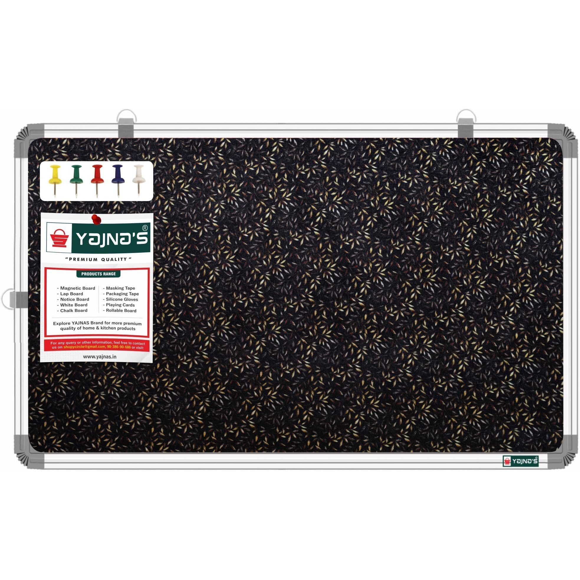 Yajnas 58.5X28 Cm Premium Material Golden Glow Designed Notice Board/Soft Board/Bulletin Board/Pin-Up Display Board With 50 Pins For Study Room, Office, School & Home Use