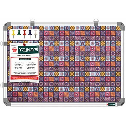 Yajnas 59X41 Cm Premium Material Rainbow Designed Notice Board/Soft Board/Bulletin Board/Pin-Up Display Board With 50 Pins For Study Room, Office, School & Home Use