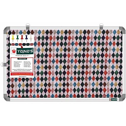 Yajnas 58.5X28 Cm Premium Material Diamond Dews Designed Notice Board/Soft Board/Bulletin Board/Pin-Up Display Board With 50 Pins For Study Room, Office, School & Home Use