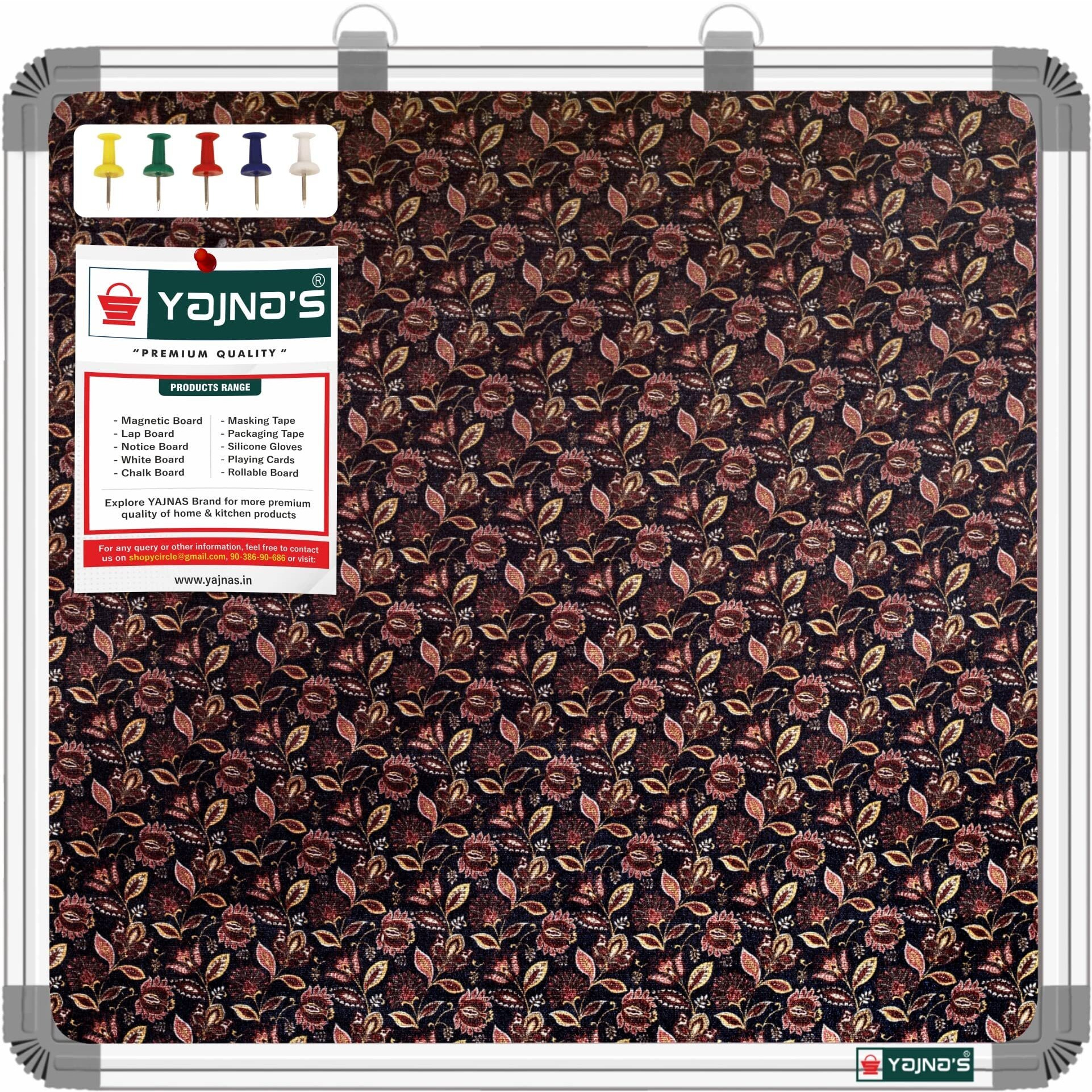 Yajnas 59X59 Cm Premium Material Lotus Leaf Designed Notice Board/Soft Board/Bulletin Board/Pin-Up Display Board With 50 Pins For Study Room, Office, School & Home Use