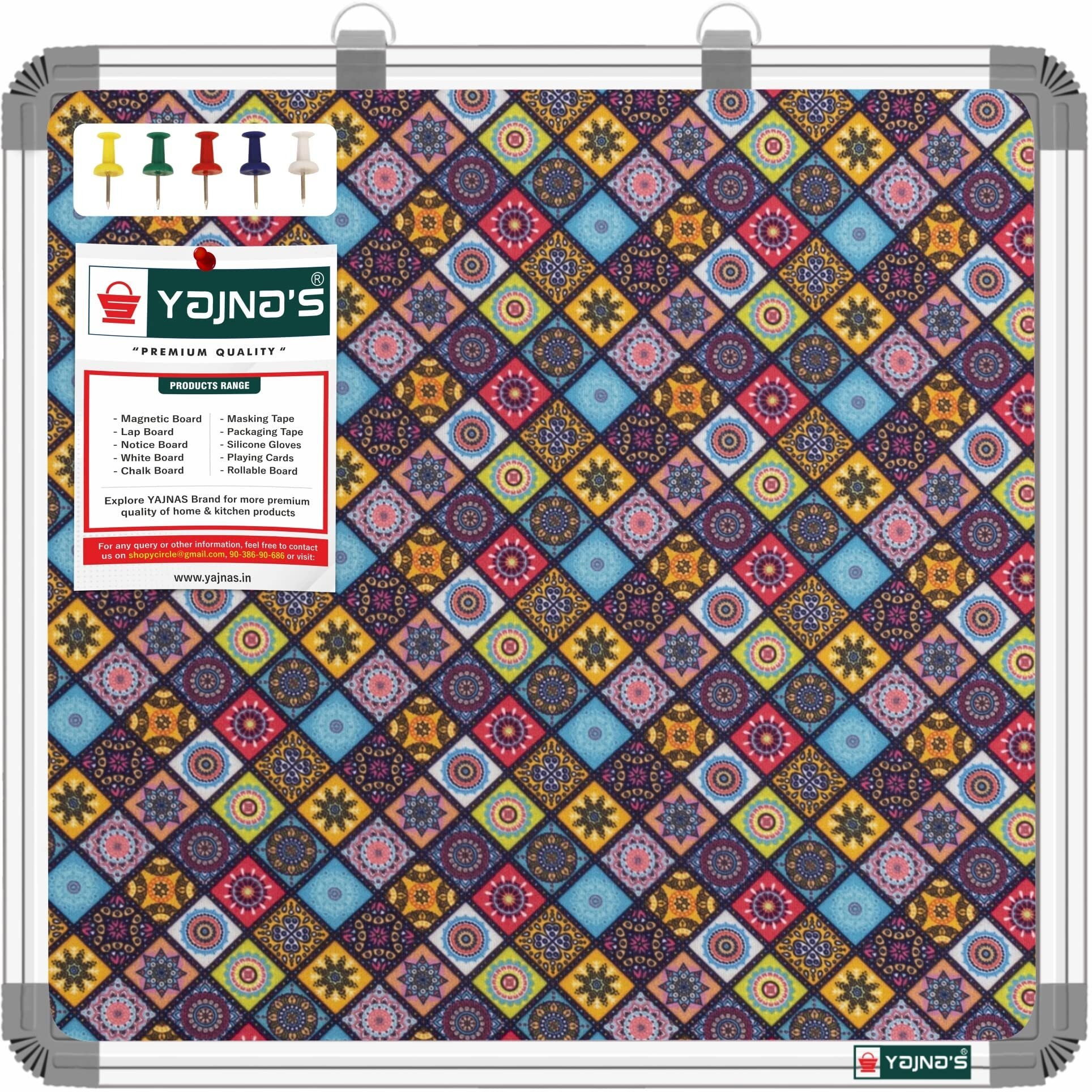 Yajnas 41X41 Cm Premium Material Golden Galaxy Designed Notice Board/Soft Board/Bulletin Board/Pin-Up Display Board With 50 Pins For Study Room, Office, School & Home Use