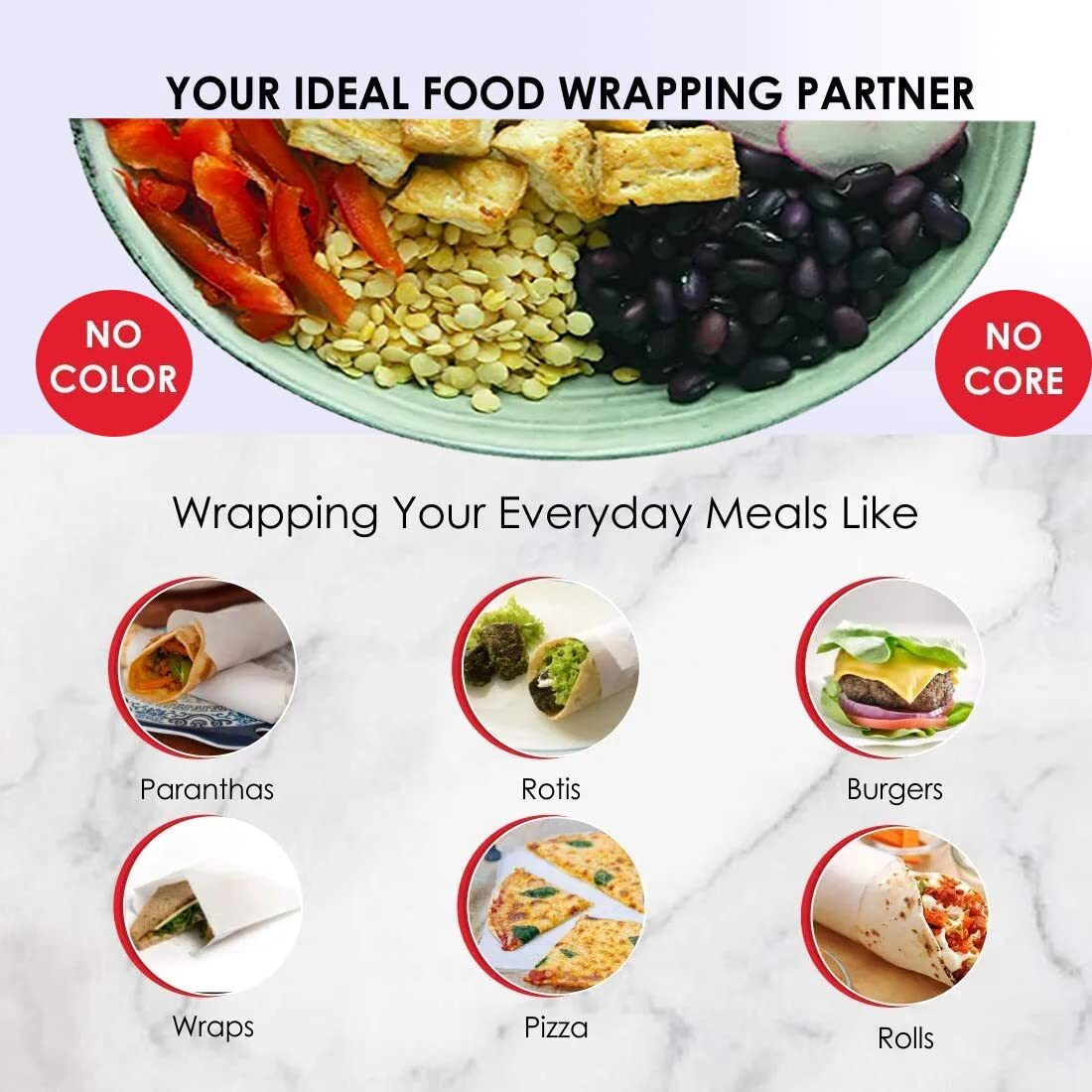 Ofixo Food Wrapping Paper Roll - Premium Non-Stick Butter Wrapping Paper. Food Wrapping Paper, Re-Heatable Non Stick Paper, Parchment Paper (50 Meter)