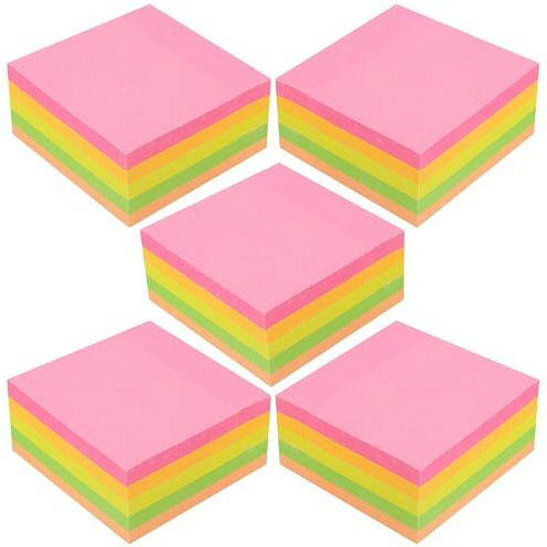 Glun 400Pcs Super Sticky Note Pad, Plain Notes For Lists And Longer Notes, 2 Times Sticking Power In Bright Neon Colors Size 3X3 Inch (5)