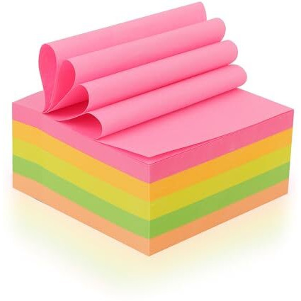 Glun 400Pcs Super Sticky Note Pad, Plain Notes For Lists And Longer Notes, 2 Times Sticking Power In Bright Neon Colors Size 3X3 Inch (5)