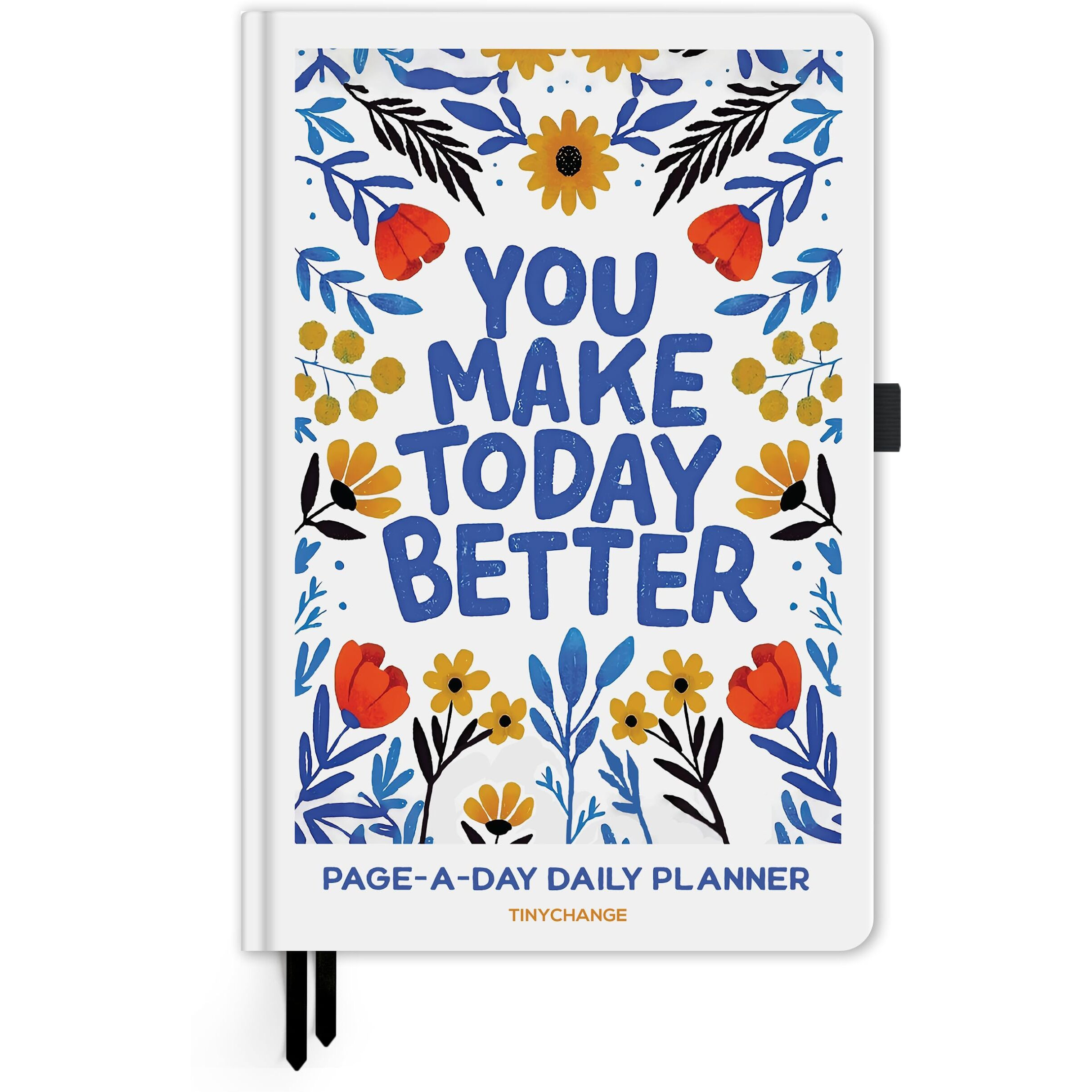 Tinychange Daily Happiness Life Planner | Undated Page-A-Day For 6 Months | Productivity Diary & Mindfulness Organizer | To-Do List & Appointment Schedule | Hardcover A5 Size | Free 400 Stickers