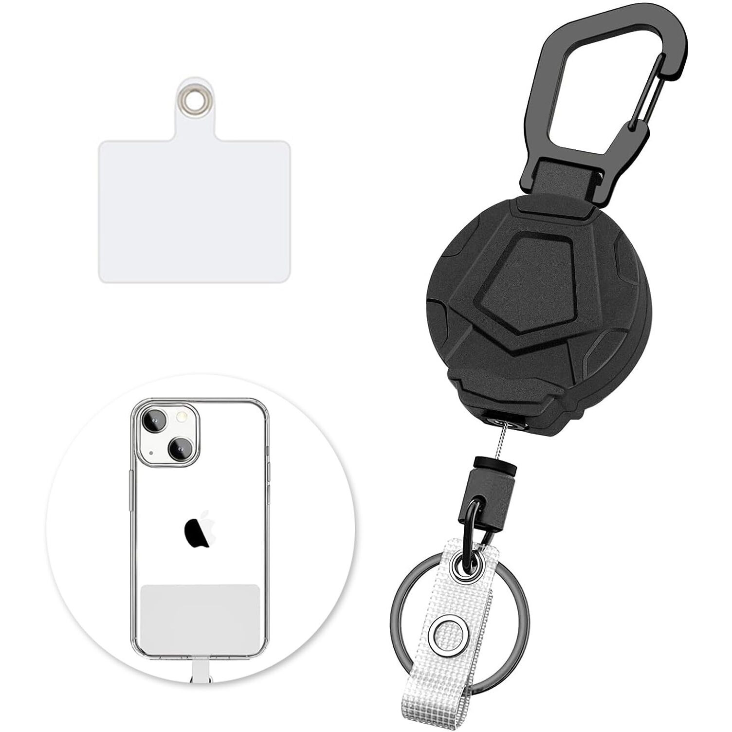 Heavy Duty Retractable Keychain With Carabiner, Retractable Id Badge Holder Clip Retractable Badge Reel With 31.7 Inch Steel Retractable Cord, Multitool Carabiner Anti-Lost Key Chain Holder