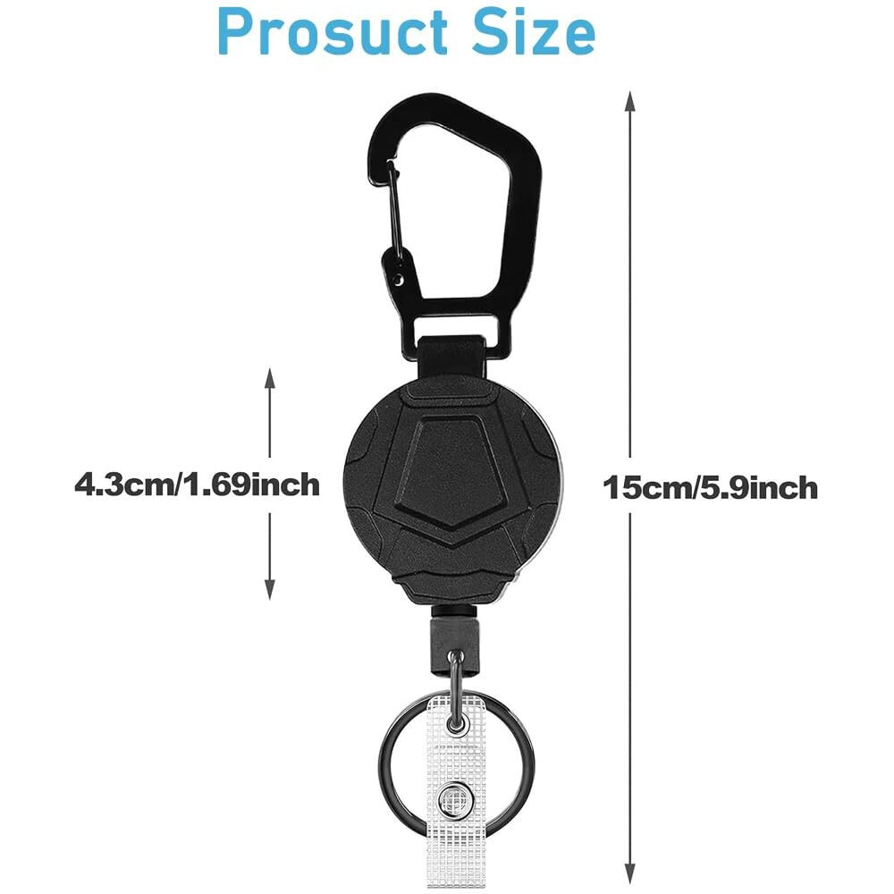 Heavy Duty Retractable Keychain With Carabiner, Retractable Id Badge Holder Clip Retractable Badge Reel With 31.7 Inch Steel Retractable Cord, Multitool Carabiner Anti-Lost Key Chain Holder