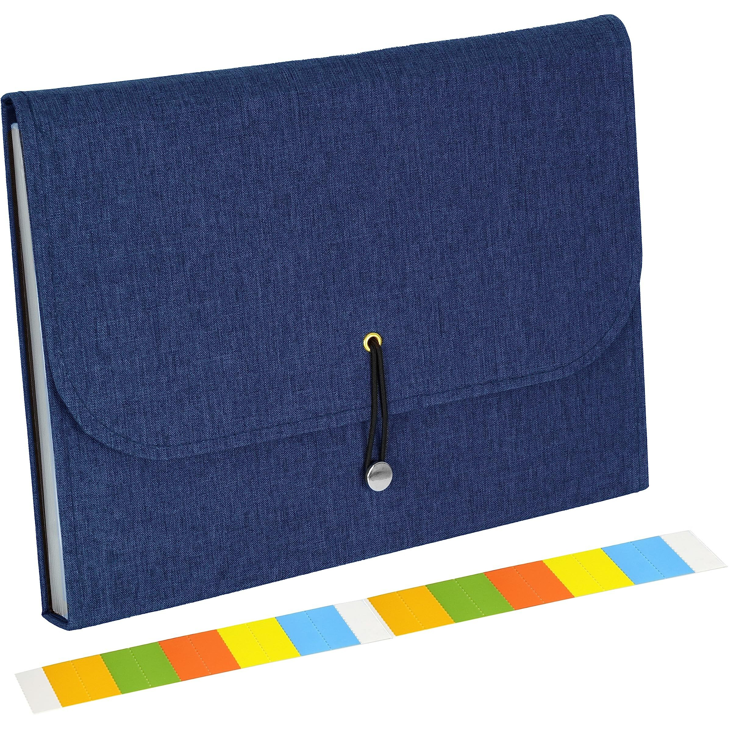 Nisun 13 Pockets Canvas Expanding File Folder, A4/Letter Size Accordion File, Expandable Document Organizer With Labels - Blue(33 * 24Cm)