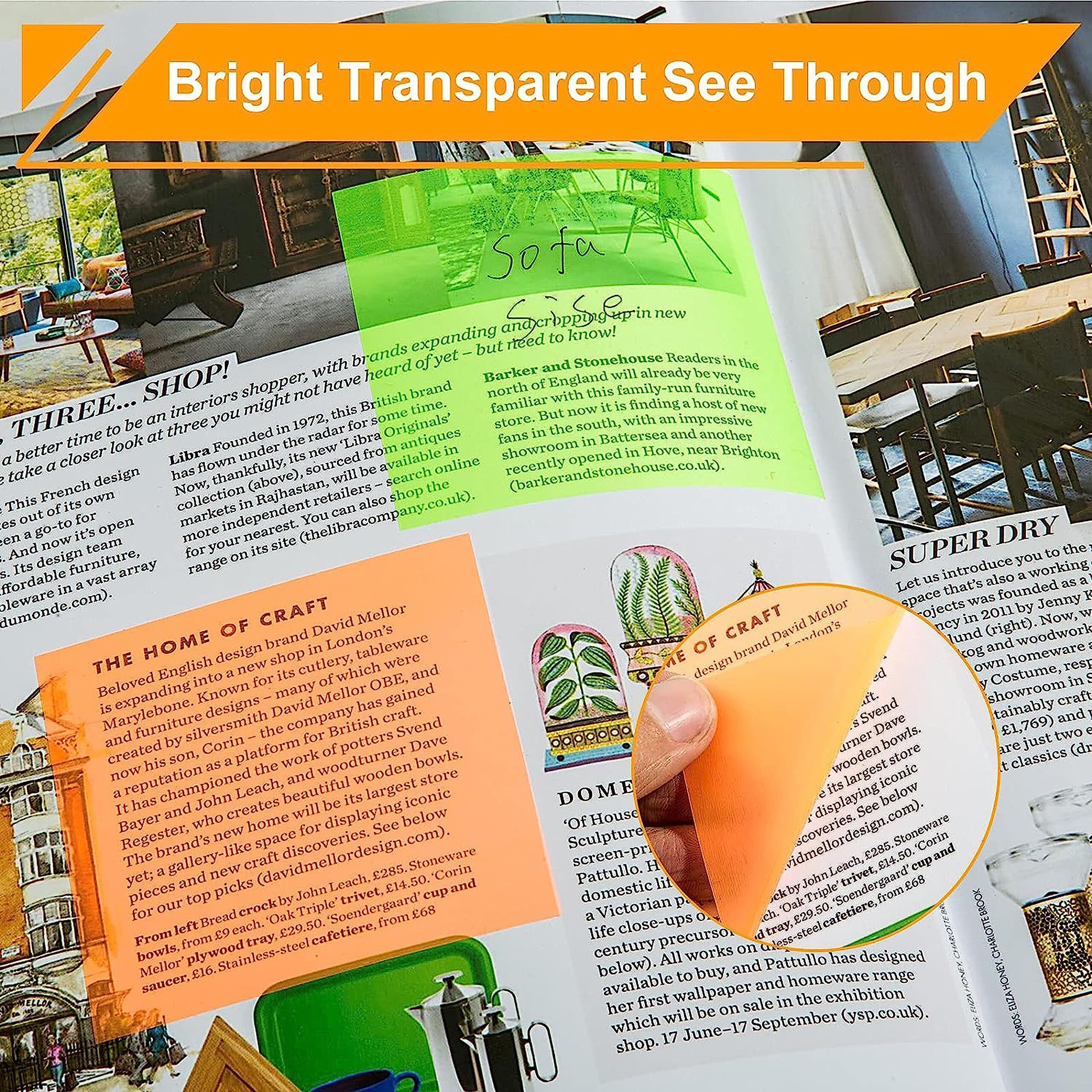 Transparent Sticky Notes Color Self-Stick Writing Pads Clear Cute Full Translucent Removable Perfect For College Essentials Books And Office Stationery Art And Craft Pink And Yellow