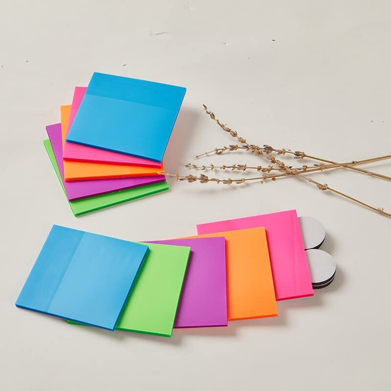 Aminit Sticky Notes Pastel Sticky Note Clear Self-Sticky Annotation, Waterproof Translucent Color Memo Pad For Office & School (Blue,Pack 3)