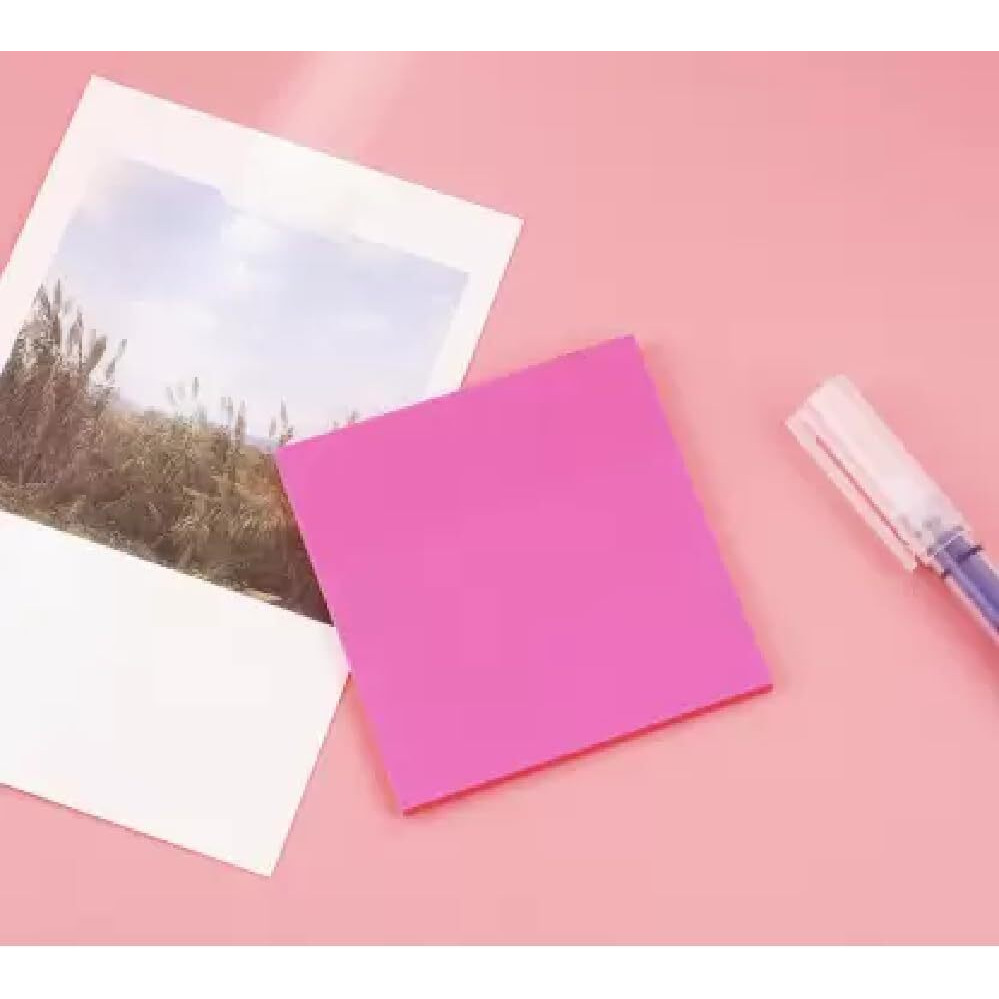 Aminit Sticky Notes Pastel Sticky Note Clear Self-Sticky Annotation, Waterproof Translucent Color Memo Pad For Office & School (Pink,Pack 1)