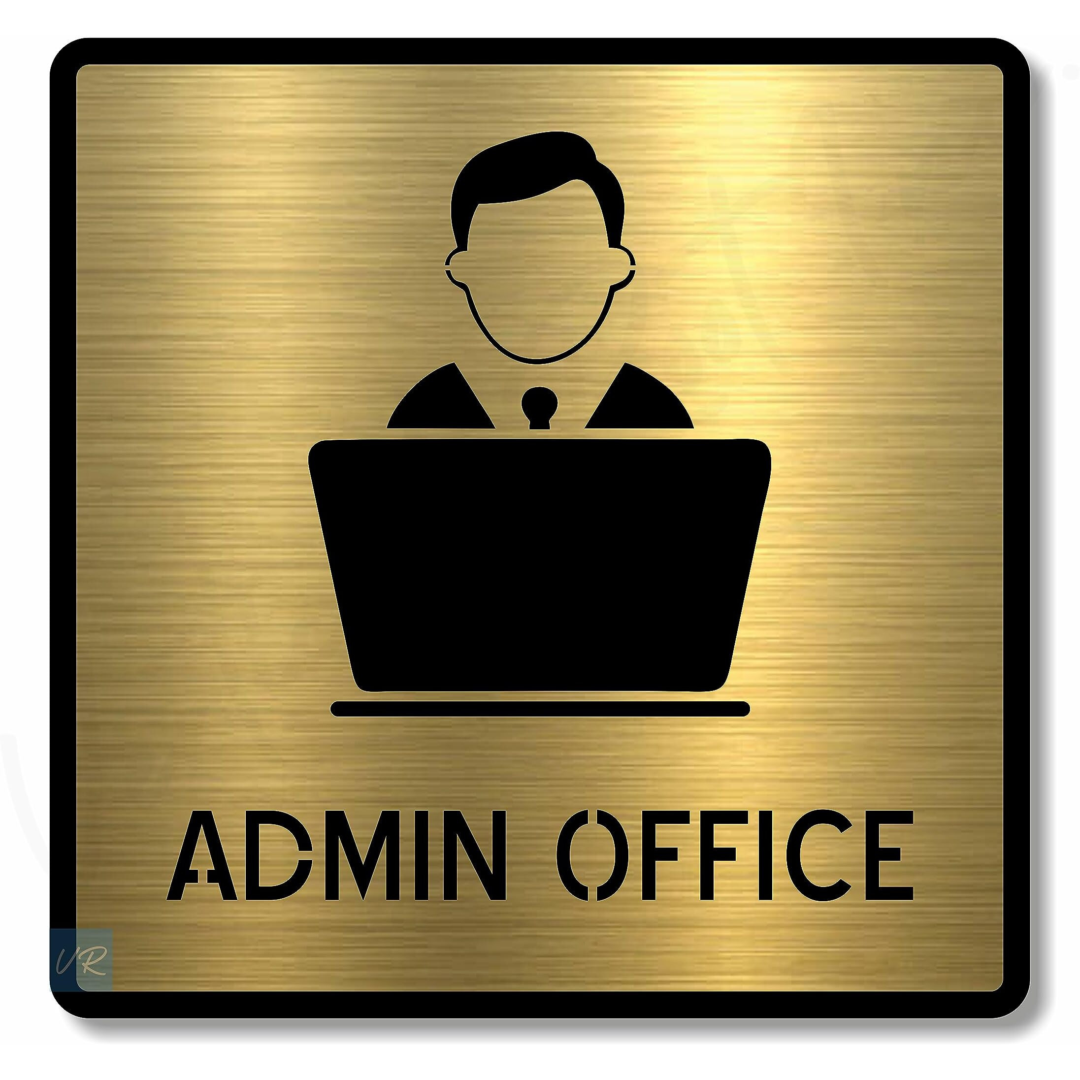Vertical Root Inc Premium Brush Gold Finish Acrylicadmin Office Door Sign Easy To Mount 3M Self-Adhesive Tape Signage For Hotel Office Resort Society Corporate Business.