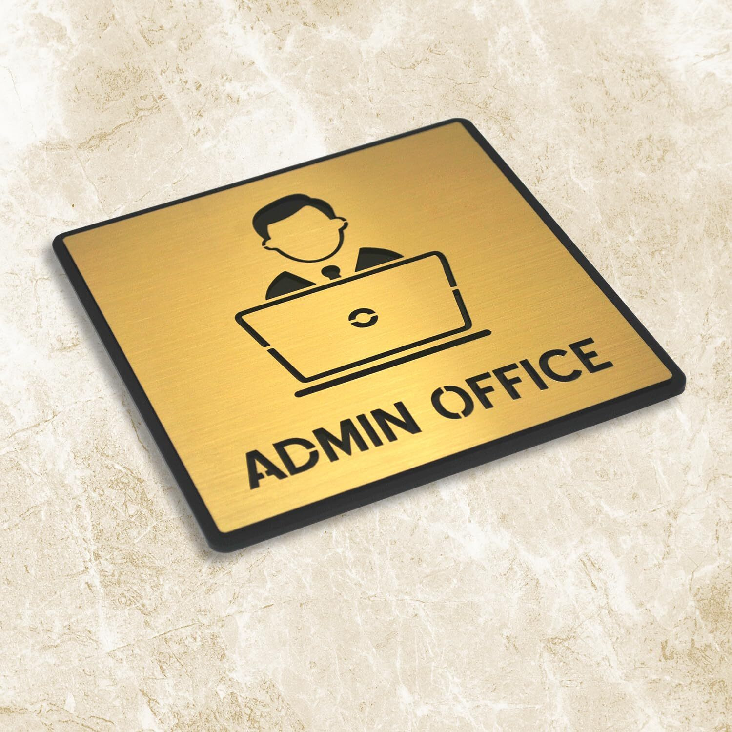 Vertical Root Inc Premium Brush Gold Finish Acrylicadmin Office Door Sign Easy To Mount 3M Self-Adhesive Tape Signage For Hotel Office Resort Society Corporate Business.