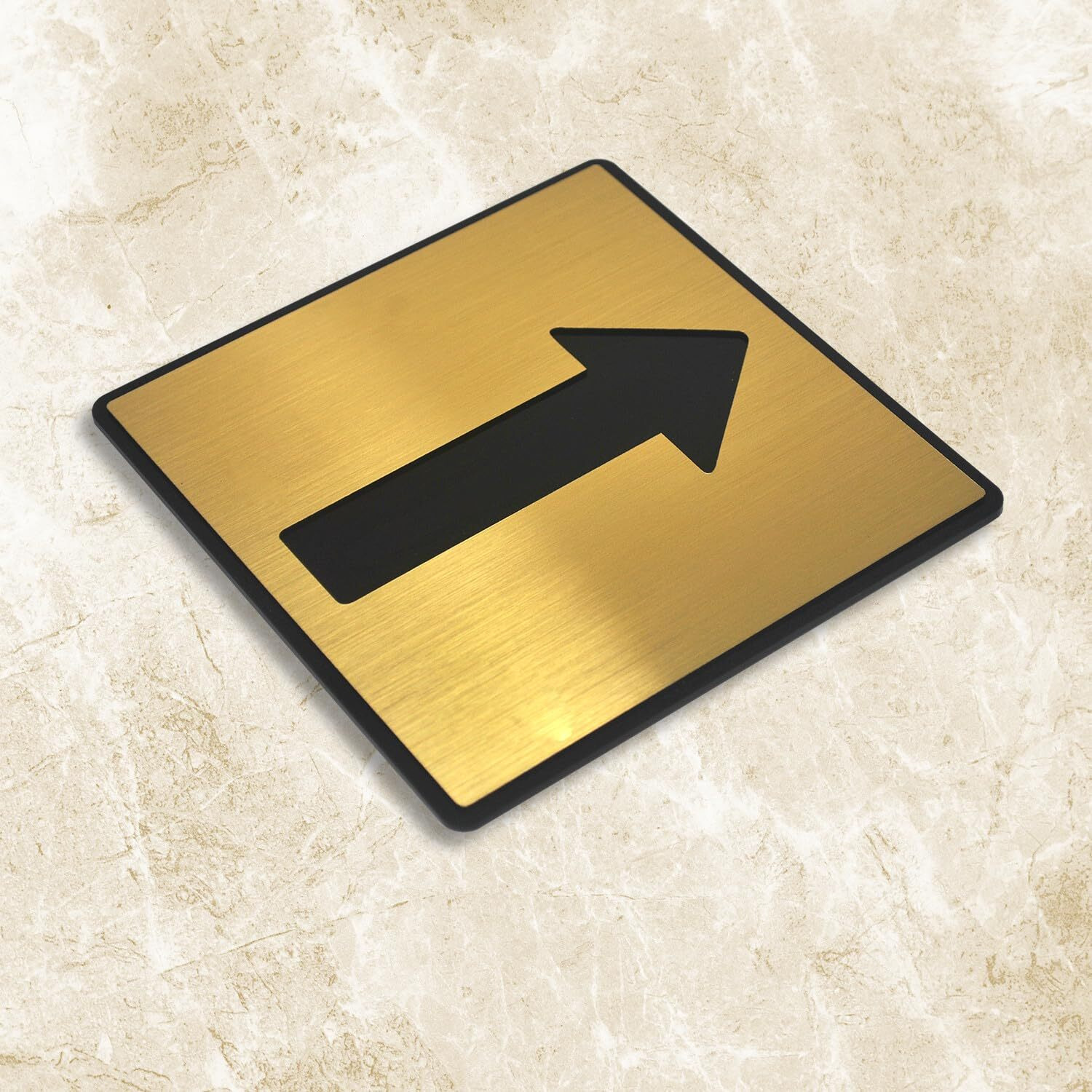 Vertical Root Inc Premium Brush Gold Finish Acrylic Direction Door Sign Easy To Mount Self-Adhesive 3M Tape, Signage For Office Hotel Society Resort Business Corporate.