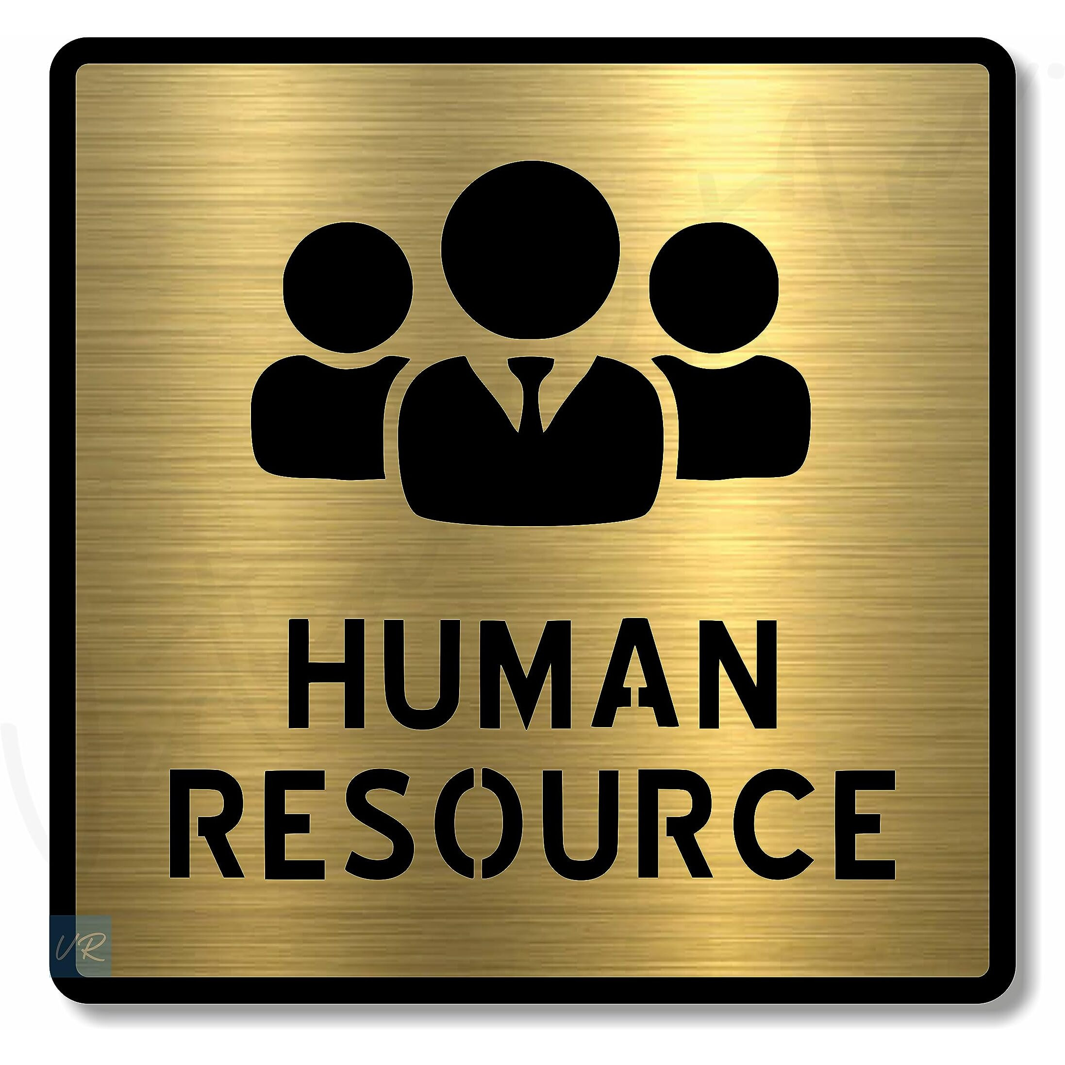Vertical Root Inc Premium Brush Gold Finish Acrylic Human Resource Door Sign Easy To Mount 3M Self-Adhesive Tape Signage For Hotel Office Resort Society Corporate Business