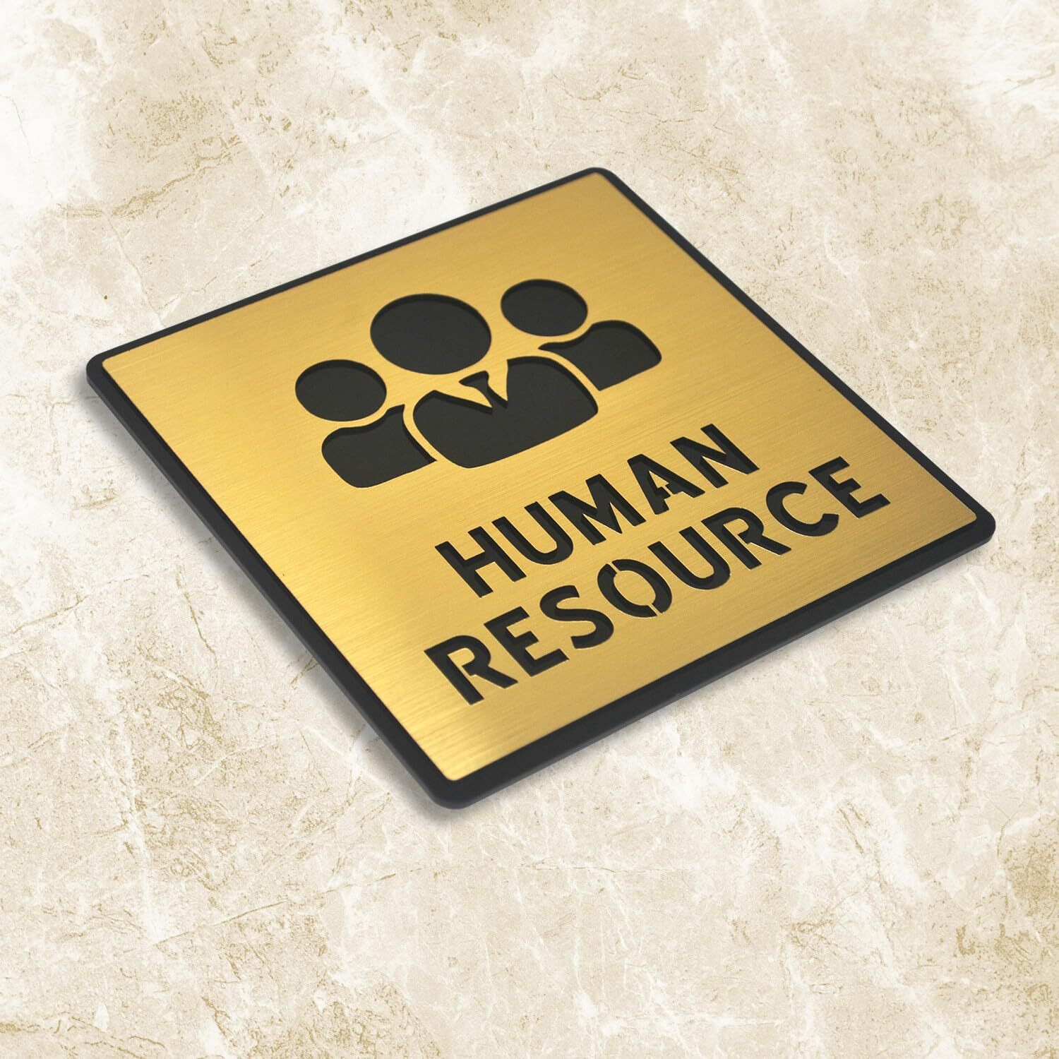 Vertical Root Inc Premium Brush Gold Finish Acrylic Human Resource Door Sign Easy To Mount 3M Self-Adhesive Tape Signage For Hotel Office Resort Society Corporate Business