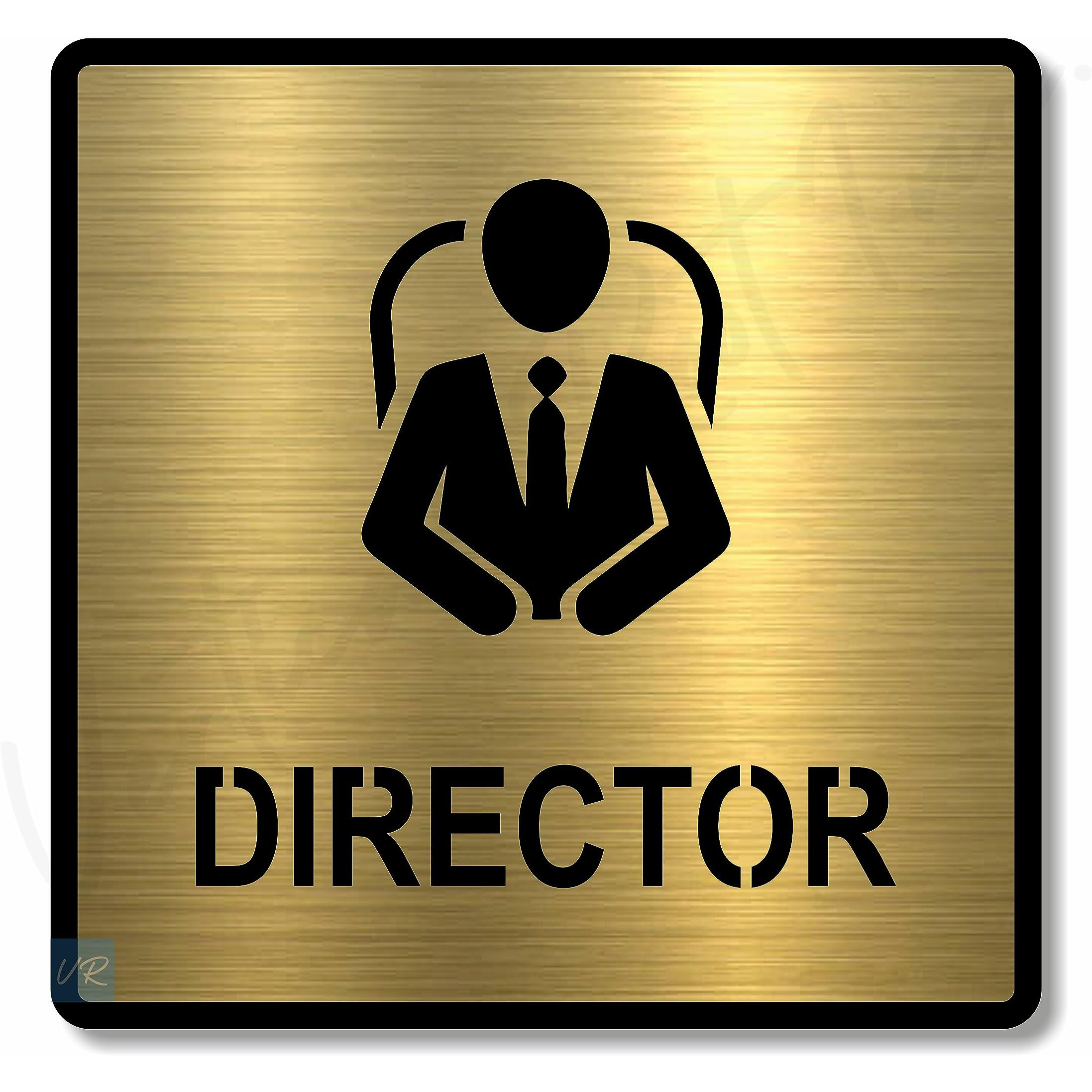 Vertical Root Inc Premium Brush Gold Finish Acrylic 5.8 X 5.8 Inch Square Director Door Sign Easy To Mount 3M Self-Adhesive Tape Signage For Hotel Office Resort Society Corporate Business.