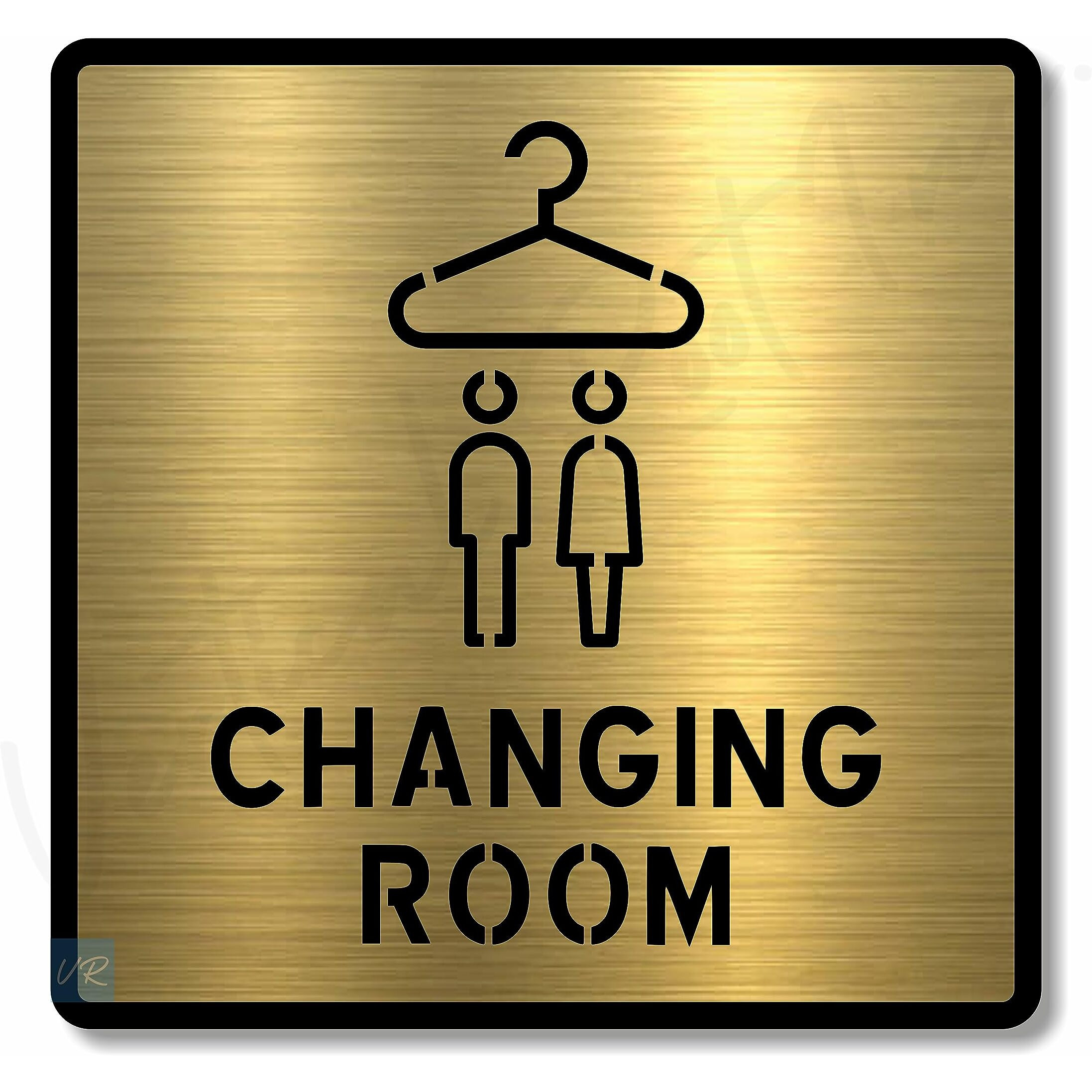 Vertical Root Inc Premium Brush Gold Finish Acrylic Changing Room Door Sign Easy To Mount 3M Self-Adhesive Tape Signage For Hotel Office Resort Society Corporate Business.