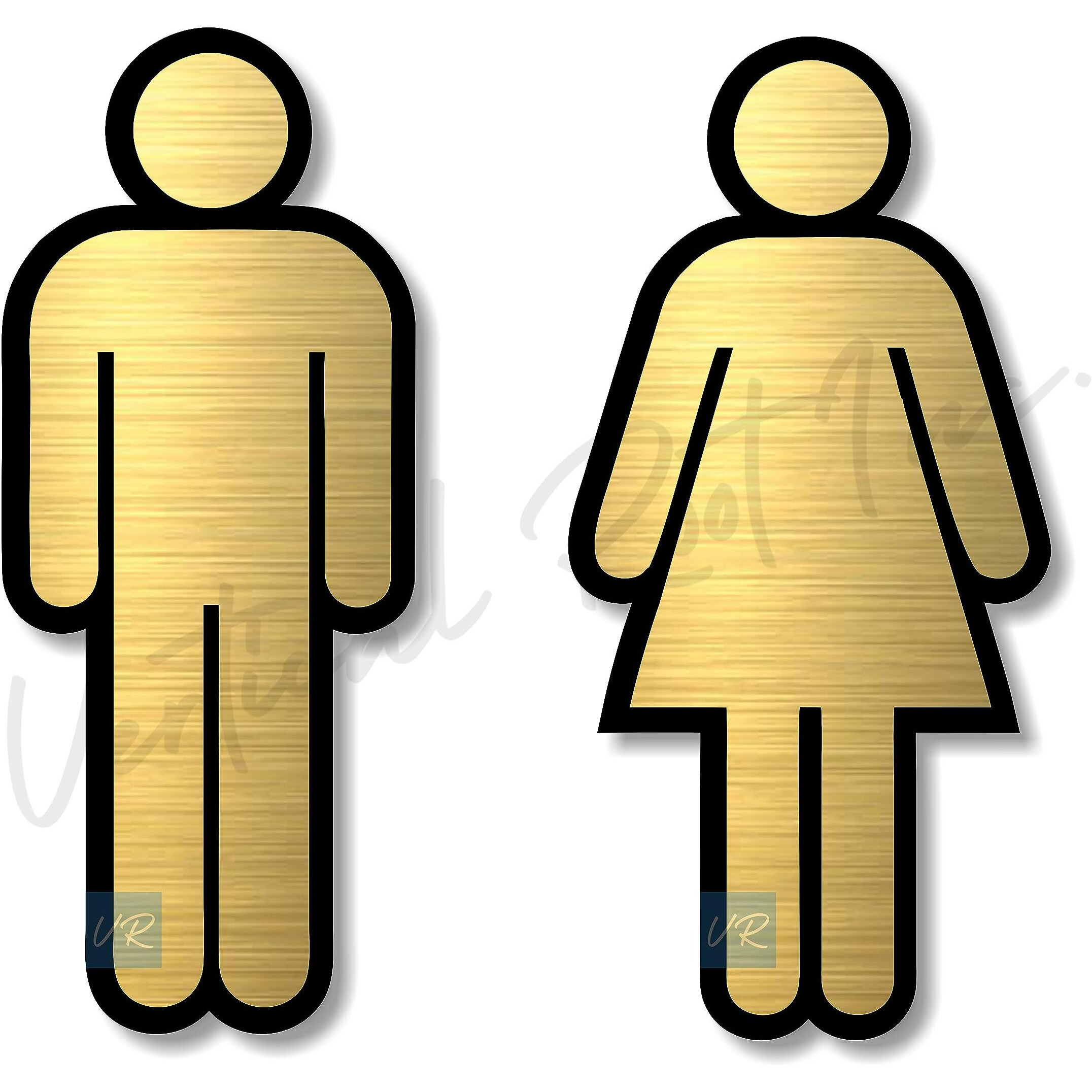 Vertical Root Inc Premium Black & Brush Gold Men & Women Cutouts 7 Inch Height Door Sign Easy To Mount 3M Self-Adhesive Tape Signage For Hotel Office, School, Colleges, Corporate Etc
