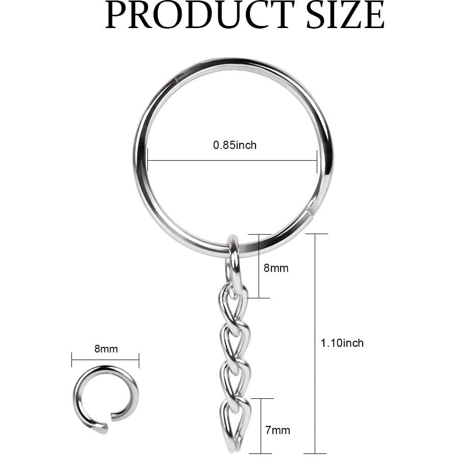 More Buy 100 Pack Key Ring With Chain And Open Jump,1 Inch Split Round Keychain Rings Bulk For Craft Making Jewelry Ring 1 Inch 25Mm (Pack Of 100)