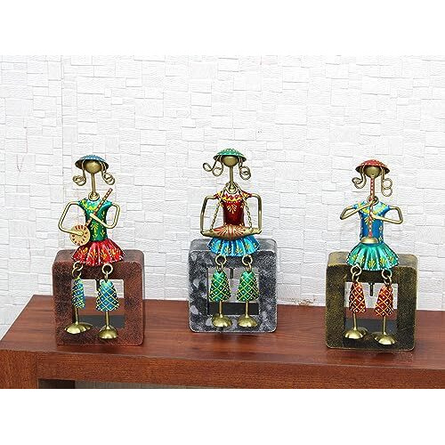 Jh Gallery Handmade Handpainted Iron Dolls Musicians - Showpiece & Wall Hanging Set, Decorative Items For Home, Wall Dcor, Home Dcor, Show Pieces For Home Decor(Multicolour)