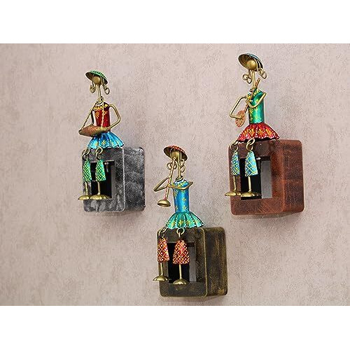 Jh Gallery Handmade Handpainted Iron Dolls Musicians - Showpiece & Wall Hanging Set, Decorative Items For Home, Wall Dcor, Home Dcor, Show Pieces For Home Decor(Multicolour)