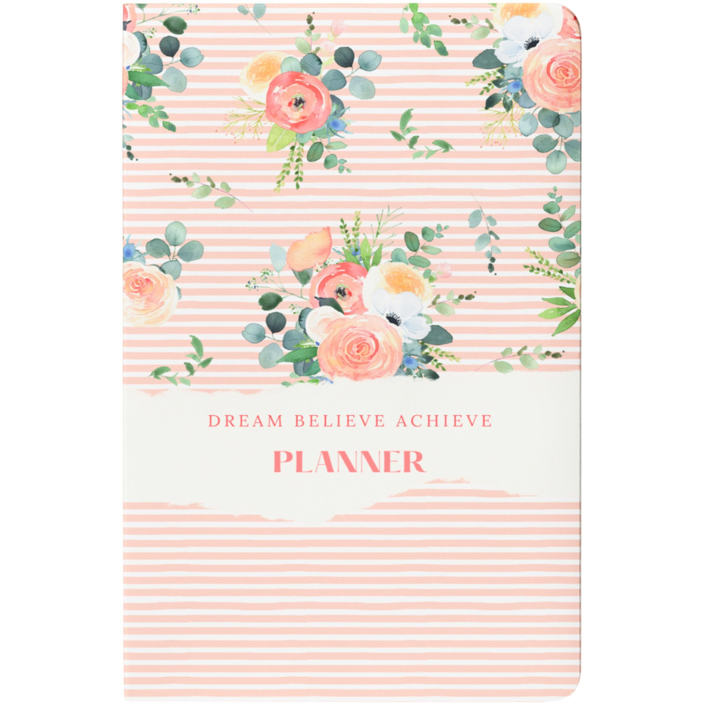 Lauret Blanc 12Months Undated Planner, 12 Monthly Spreads, 52 Weekly Spreads, Habit Tracker, Utility Pages, Paperback (Dream Believe Achieve.)