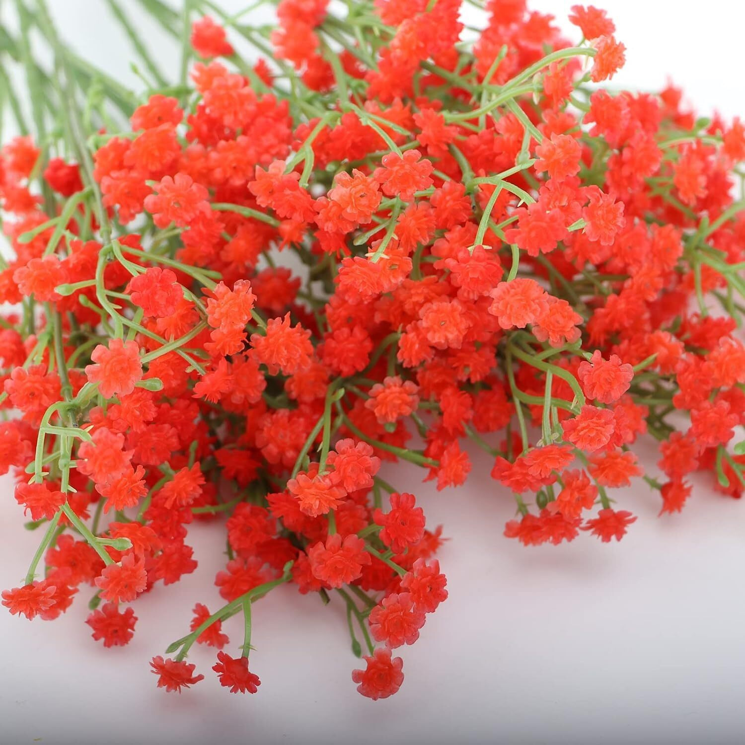 Satyam Kraft 5 Pcs Babys Breath Flowers Artificial Gypsophila Bouquets, Home Decor, Bedroom, Garden, Balcony, Living Room, Wedding, Valentines Day Decoration(Without Vase) (Plastic) (Red)
