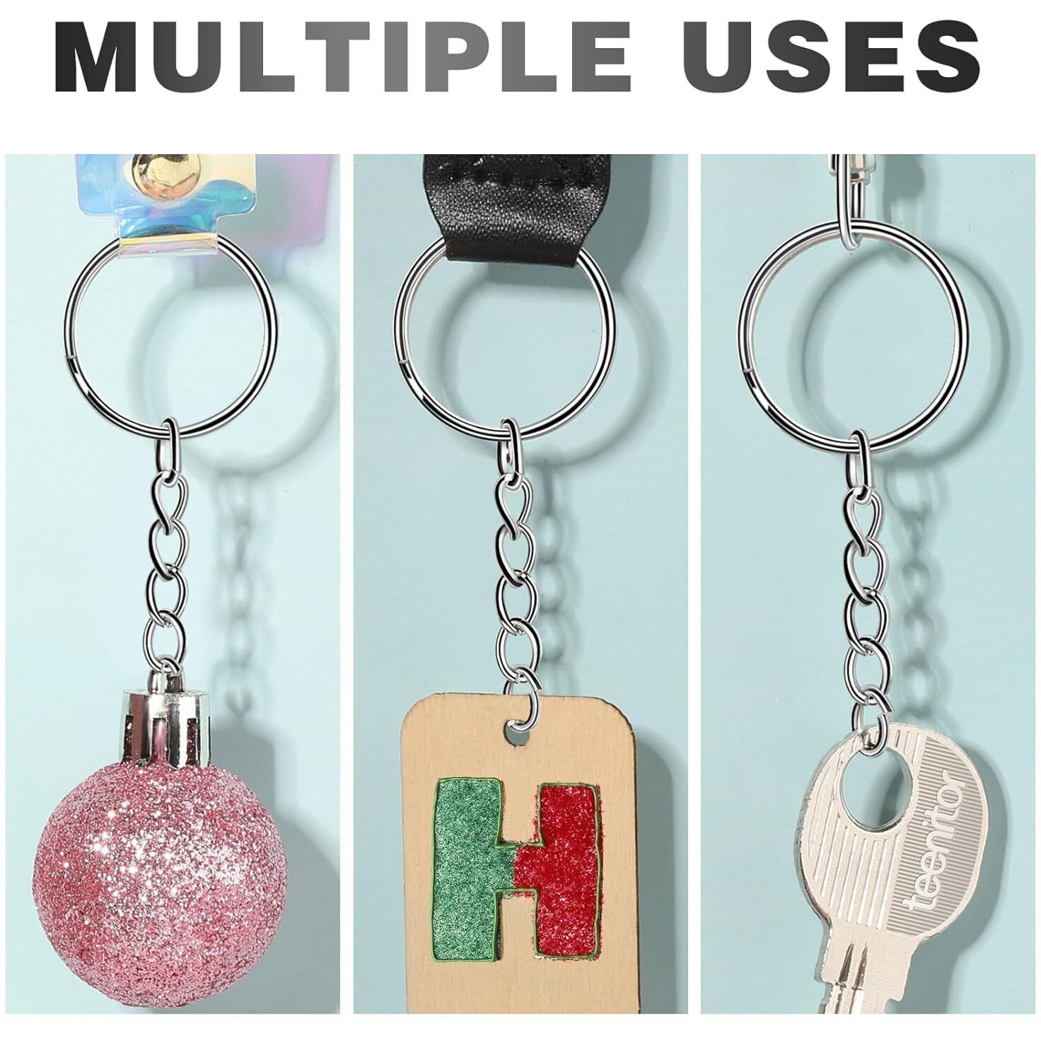 More Buy Metal Split Keychain Ring Parts - 60 Key Chains 25Mm With 26Mm Chains And 60Pcs Open Jump Ring For Craft Key Ring Pack Of 60