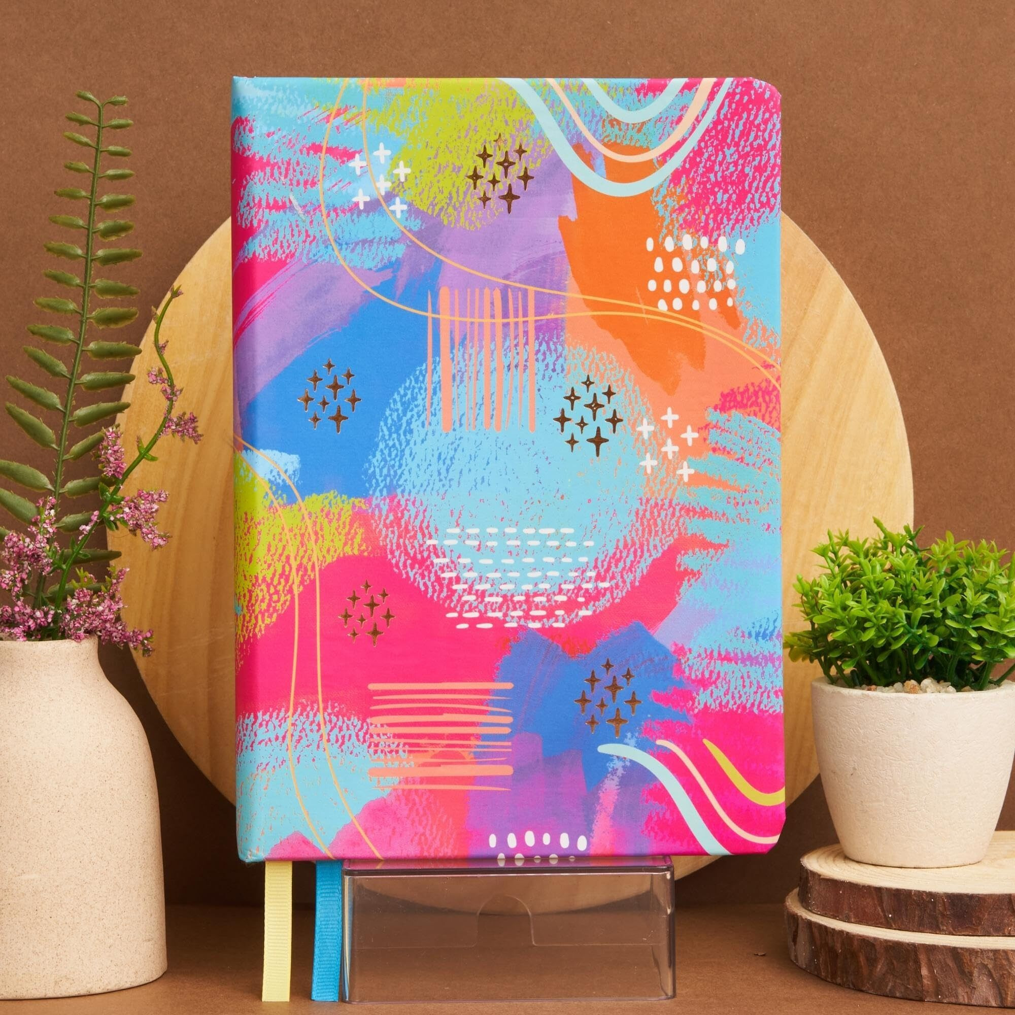Doodle Hard Bound Soft Foam Padded Paper Notebook|Compact Size A5 (8.25 X 5.7)|160 Pages, 80 Gsm|Flat Opening|Soft Foam Padding|Two Bookmark Ribbons - Wishing Wave