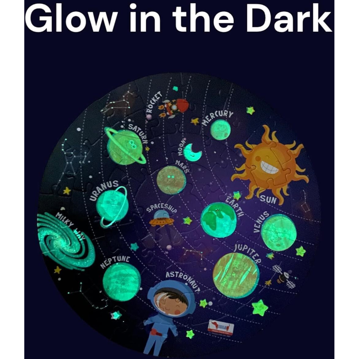Cocomoco Kids Birthday Return Gifts For Kids Bulk Pack Of 3 Pcs - Solar System Puzzle - Glow In The Dark - Educational Toy - Space Theme Birthday Decoration Ages 3-6 6-10 8-12 Years Boys Girls