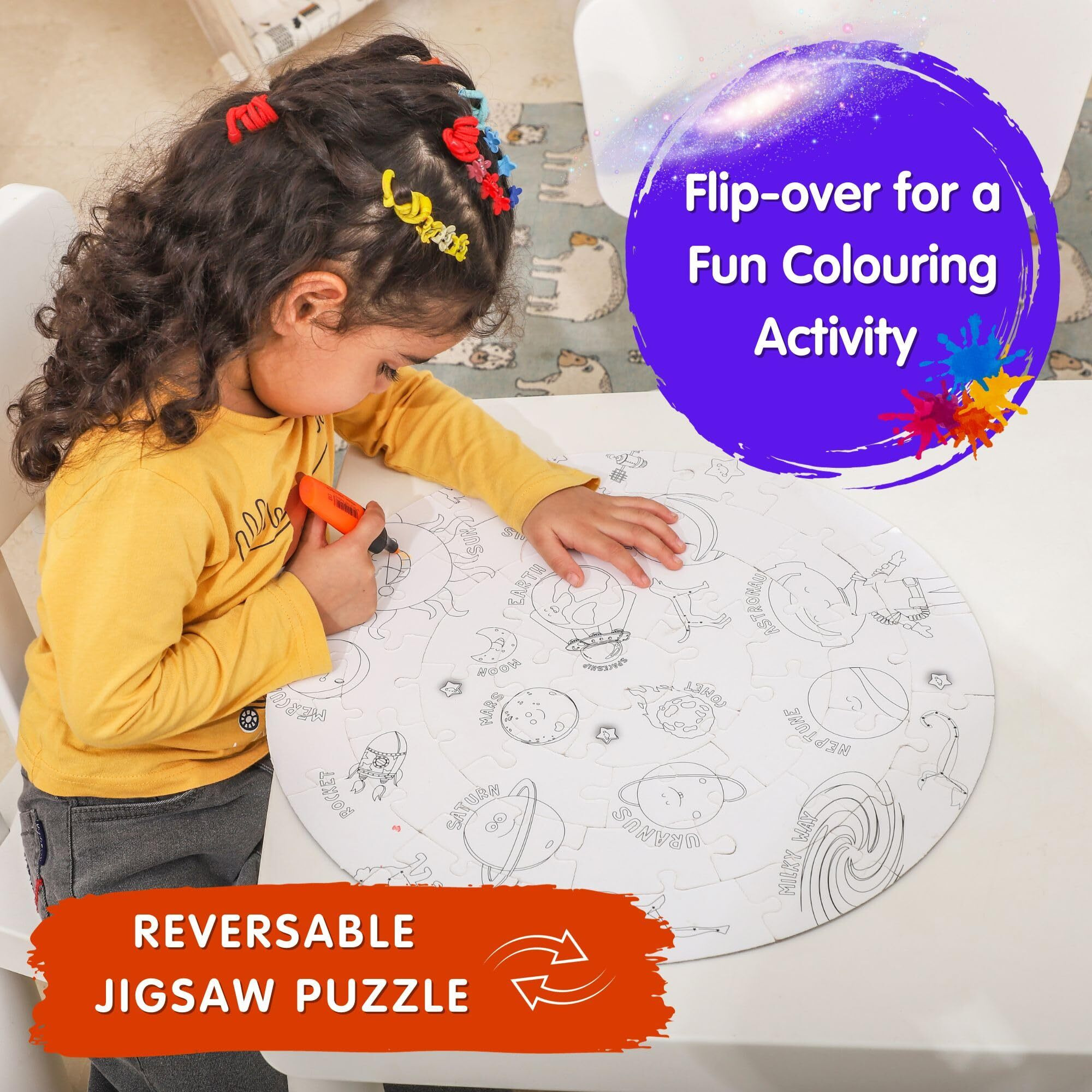 Cocomoco Kids Birthday Return Gifts For Kids Bulk Pack Of 3 Pcs - Solar System Puzzle - Glow In The Dark - Educational Toy - Space Theme Birthday Decoration Ages 3-6 6-10 8-12 Years Boys Girls