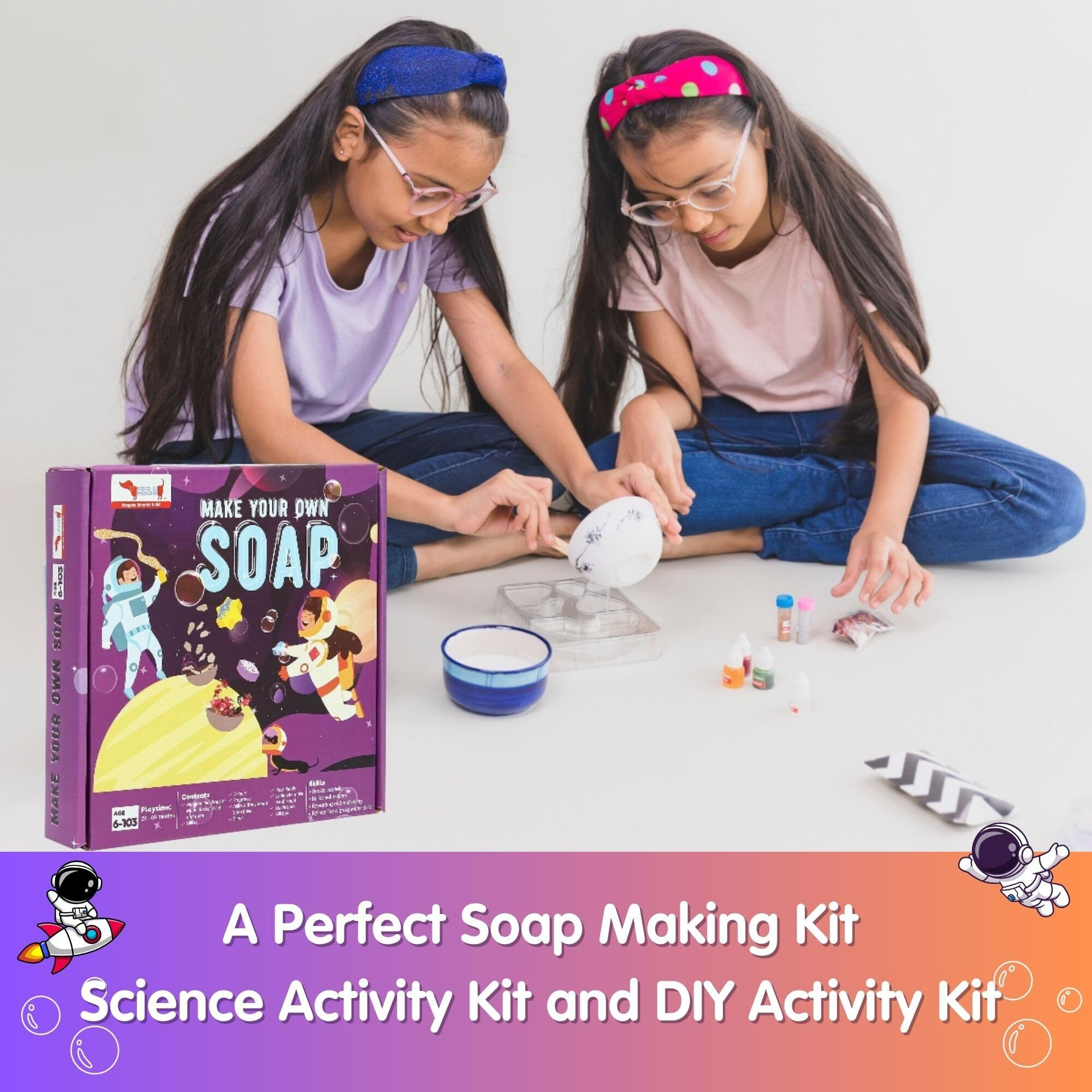 Cocomoco Kids Return Gifts Birthday Party For Kids - Set Of 10 Pcs Of Solar System Space Theme Soap Making Diy Activity Kit, Make Your Own Soap Kits For 6-14 Years Boys & Girls, Crafts Science Toy