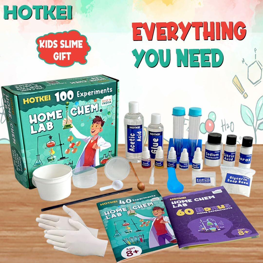 Hotkei Educational 100 Science Experiment Kit Games Gift Toys For Kids Boy Girl Ages 8 10 12 15 Year Stem Scientific Lab Kit Project Toy Birthday Gifts For Boys Girls Home Chem Lab Toy Science Kit