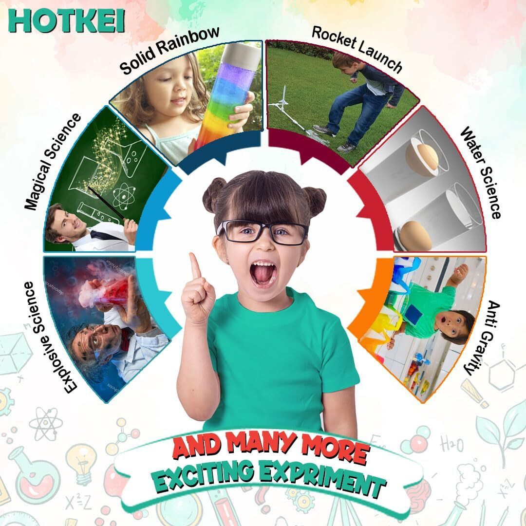 Hotkei Educational 100 Science Experiment Kit Games Gift Toys For Kids Boy Girl Ages 8 10 12 15 Year Stem Scientific Lab Kit Project Toy Birthday Gifts For Boys Girls Home Chem Lab Toy Science Kit
