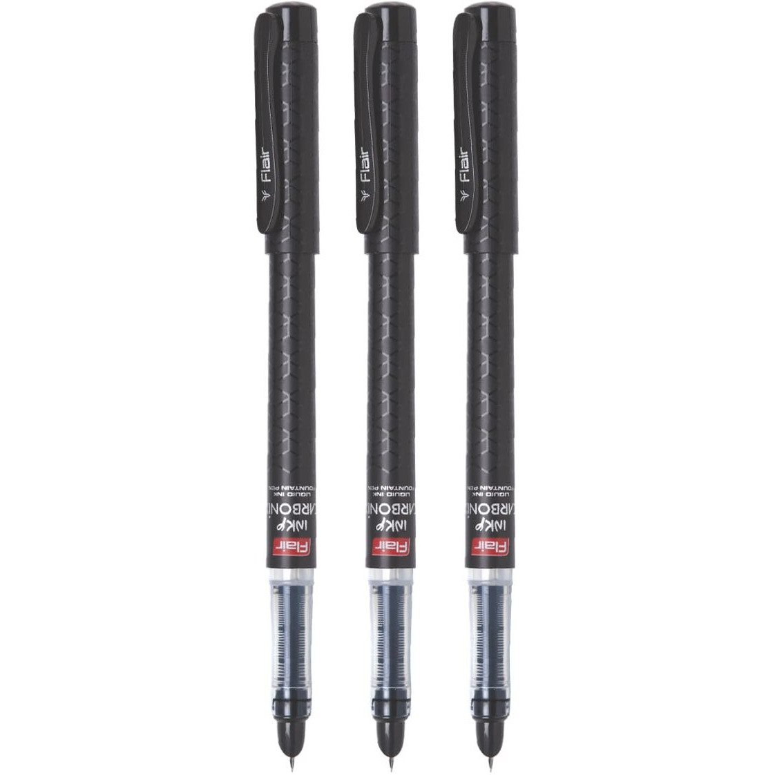 Flair Inky Series Carbonix Liquid Ink Fountain Pen Blister Pack | Round, Iridium Tip | Attractive Design | Free 2 Pieces X-Large Jumbo Cartridges With Each Pack | Blue Ink, Pack Of 2