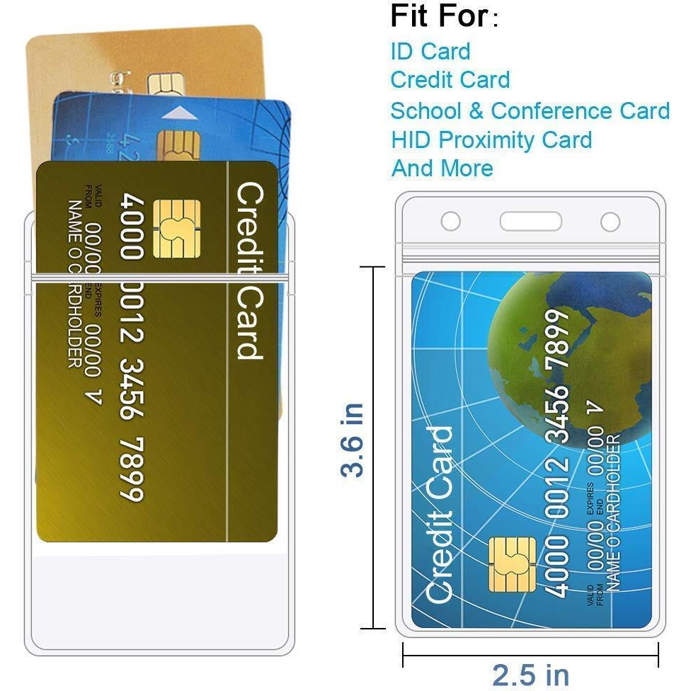 More Buy Vertical Clear Waterproof Id Card Holders With Sealable Zip Name Tag Badge (Pack Of 5)