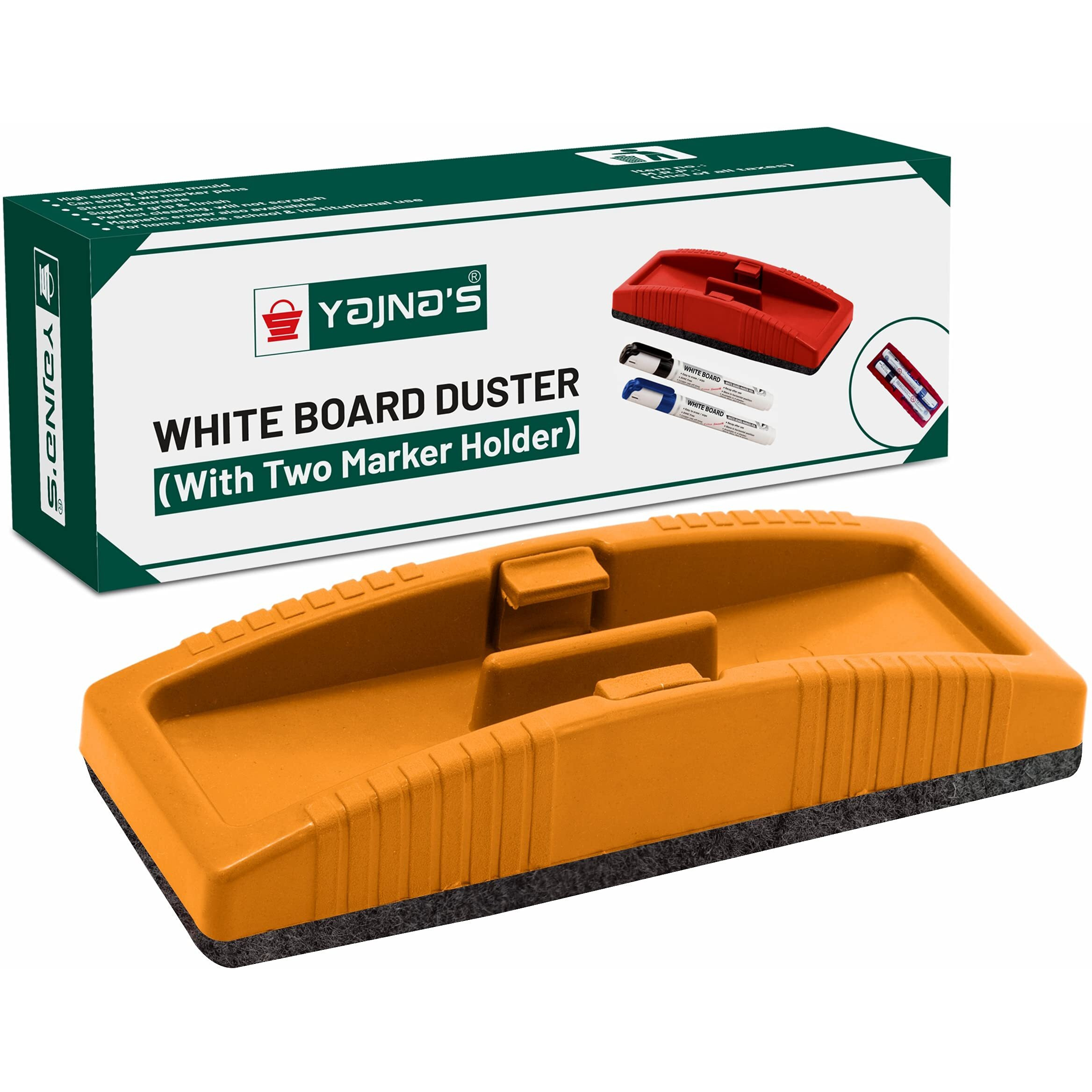 Yajnas Magnetic Whiteboard Duster, White Board Duster | Whiteboard Eraser For Erasing White Board Marker Or Chalk Board Writing - Assorted Colours - Colour May Vary (Magnetic Duster, Pack Of 2)