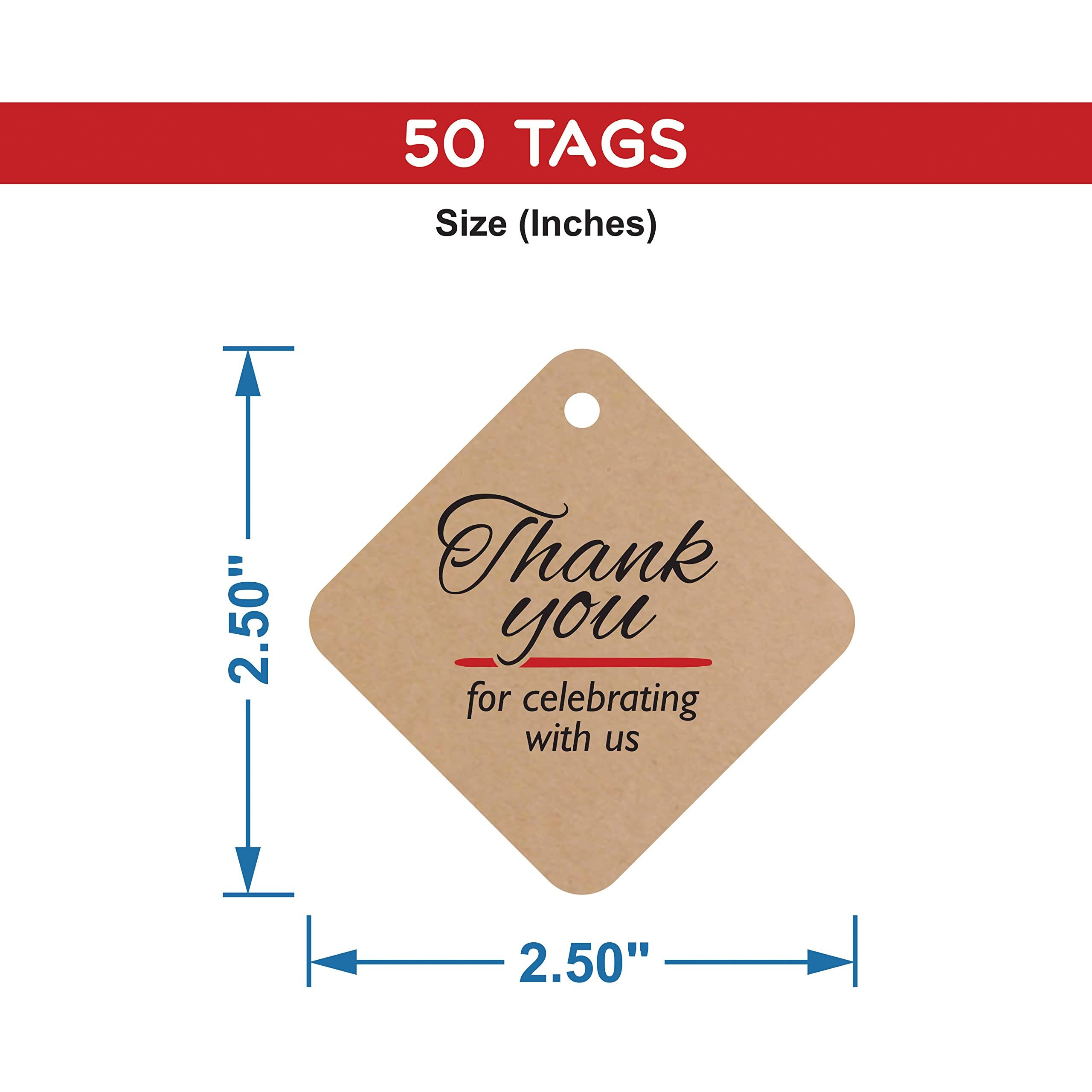Clickedin - Thank You Brown Tags For Packaging With String 50 Pieces
