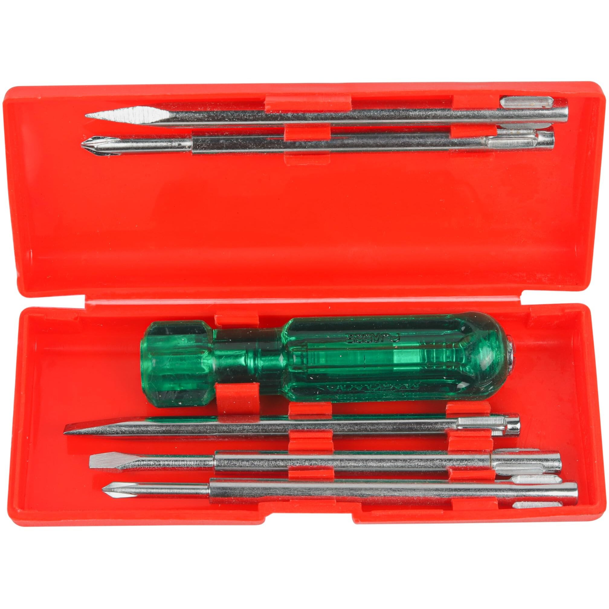 Spartan Bs-01 Eco 5-In-1 Pc Screw Driver Kit With 2 Flat Blades, 2 Phillips Head, 1 Round Poker Bar, Neon Bulb | Multi-Purpose Tool Set (Green)