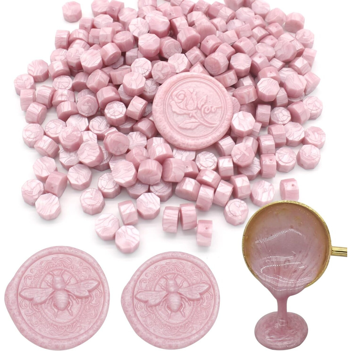 Curated Cartwax Seal Beads, 50Pcs Wax Sealing Beads For Letter Sealing | Wax Stamp Sealing, Sealing Wax Beads For Cards, Envelopes And Invitations (Light Pink - 50 Pcs).