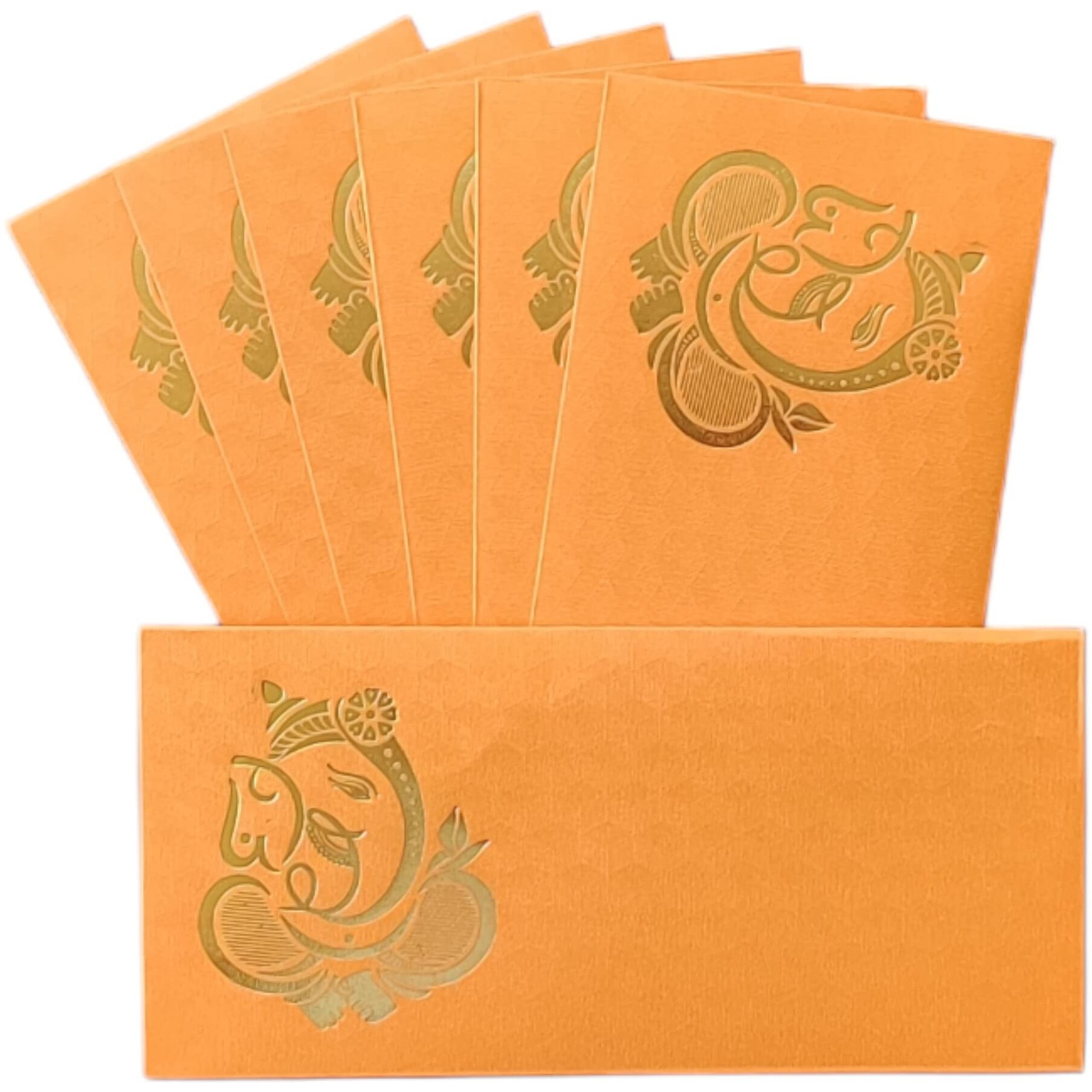 Jhintemetic - Pack Of 25 Matellic Feiry-Orange Colourful Designer Shagun Lifafa/Money Gift Envelope With Golden Ganesha For Gifting Money On Wedding, Birthday & Any Other Occasion