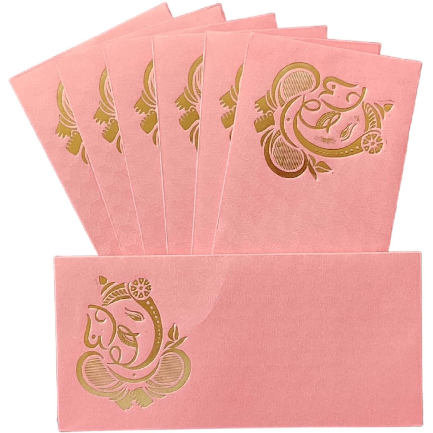 Jhintemetic - Pack Of 25 Matellic Baby-Pink Colourful Designer Shagun Lifafa/Money Gift Envelope With Golden Ganesha For Gifting Money On Wedding, Birthday & Any Other Occasion