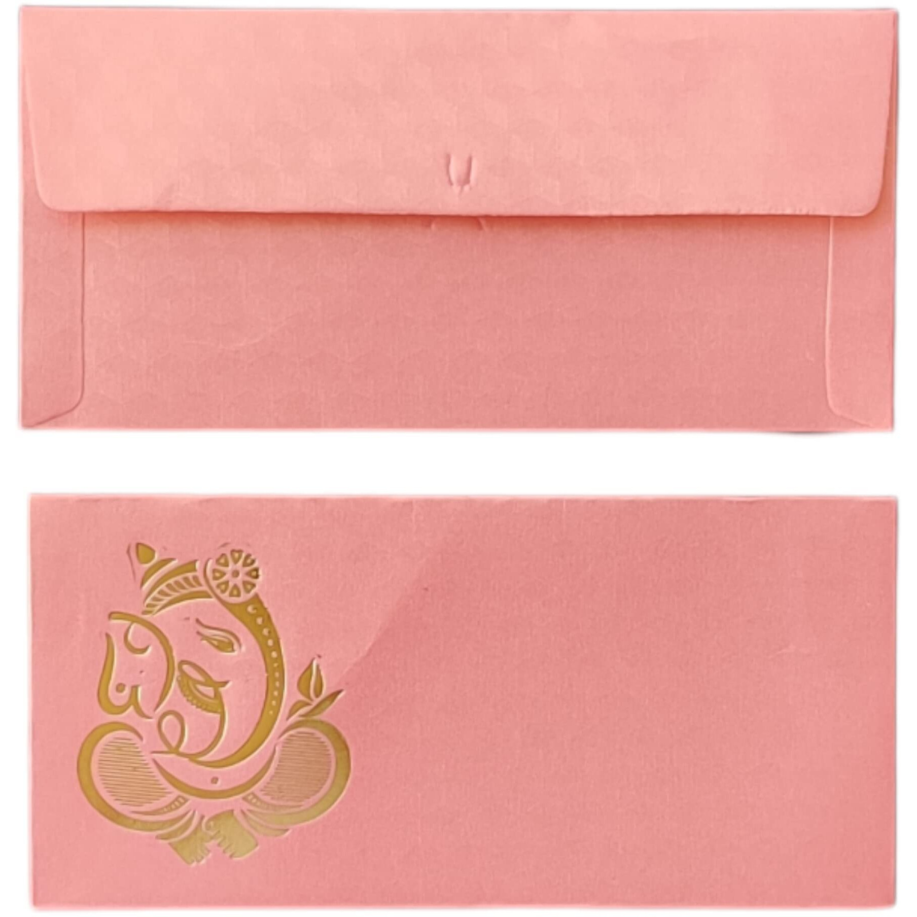Jhintemetic - Pack Of 25 Matellic Baby-Pink Colourful Designer Shagun Lifafa/Money Gift Envelope With Golden Ganesha For Gifting Money On Wedding, Birthday & Any Other Occasion
