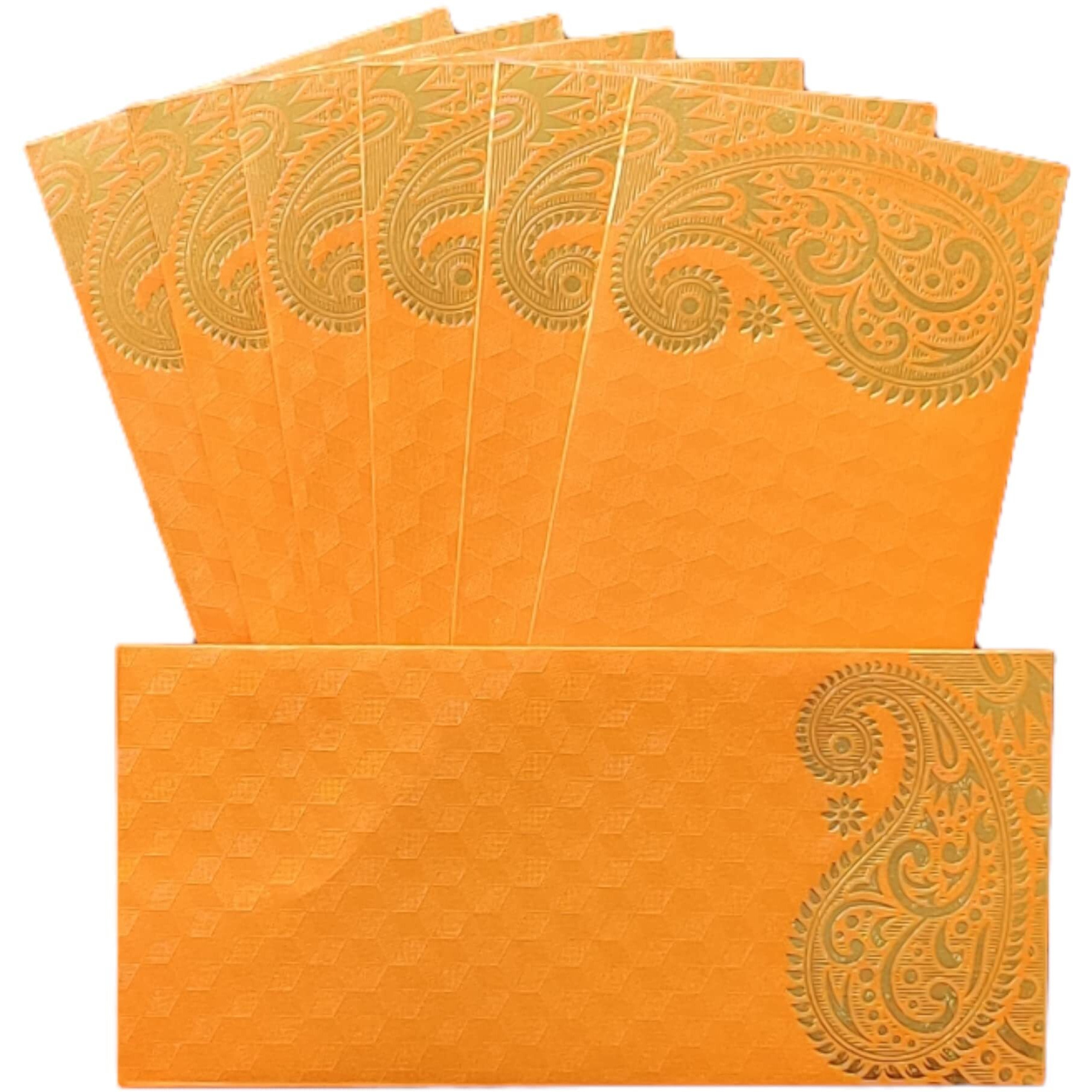 Jhintemetic - Pack Of 25 Matellic Fiery-Orange Colourful Designer Shagun Lifafa/Money Gift Envelope With Golden Ambi For Gifting Money On Wedding, Birthday & Any Other Occasion