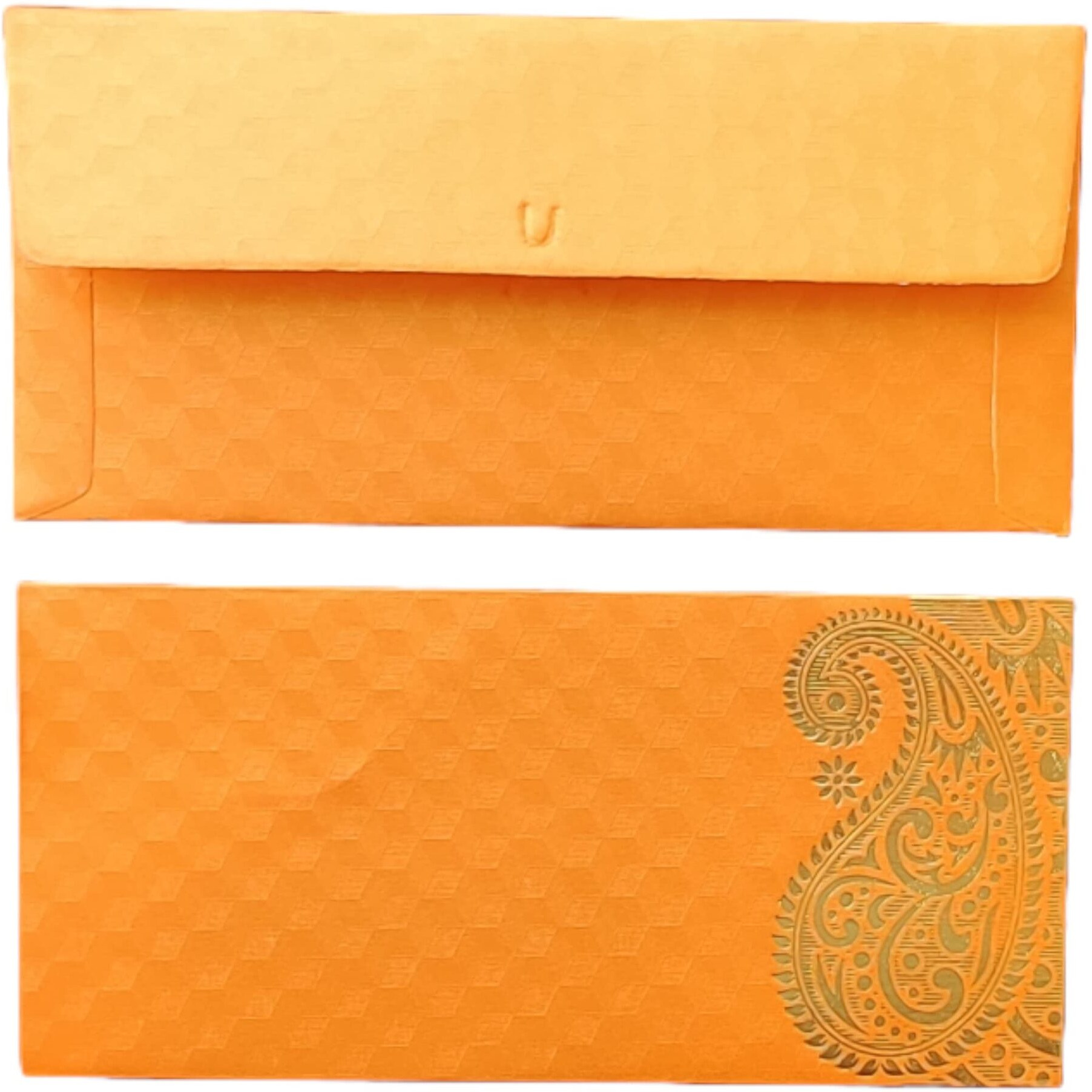 Jhintemetic - Pack Of 25 Matellic Fiery-Orange Colourful Designer Shagun Lifafa/Money Gift Envelope With Golden Ambi For Gifting Money On Wedding, Birthday & Any Other Occasion