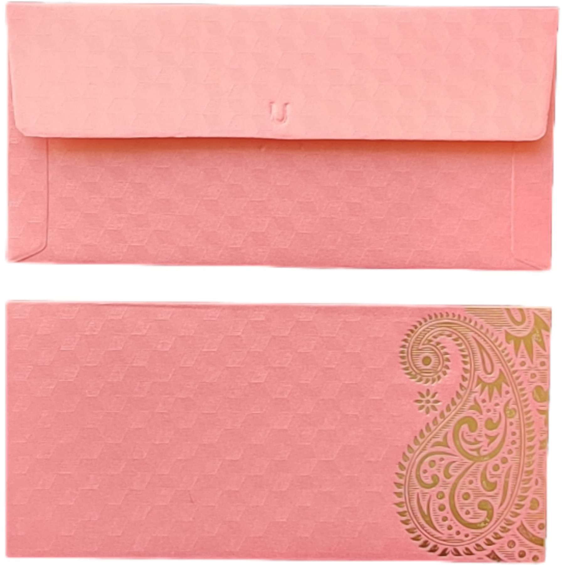Jhintemetic - Pack Of 25 Matellic Baby-Pink Colourful Designer Shagun Lifafa/Money Gift Envelope With Golden Ambi For Gifting Money On Wedding, Birthday & Any Other Occasion