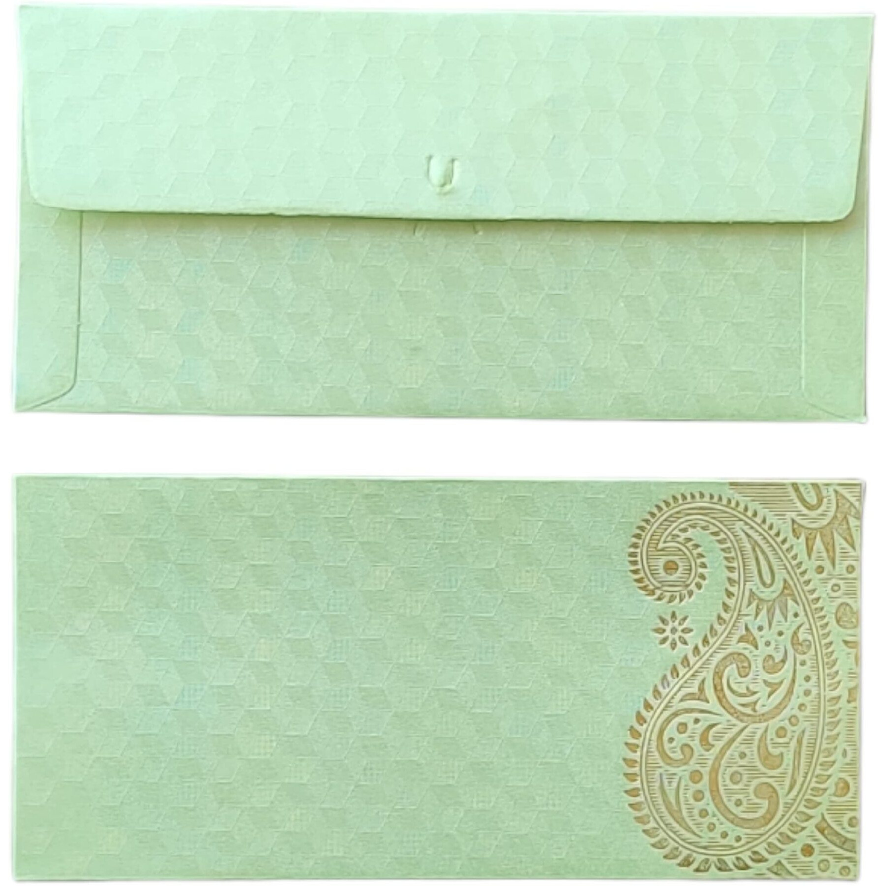 Jhintemetic - Pack Of 25 Matellic Pista-Green Colourful Designer Shagun Lifafa/Money Gift Envelope With Golden Ambi For Gifting Money On Wedding, Birthday & Any Other Occasion