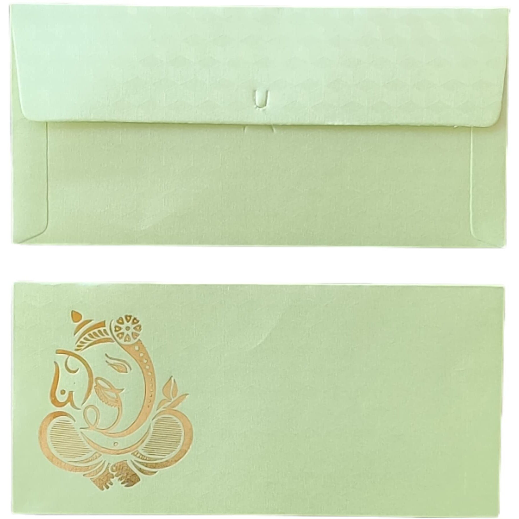 Jhintemetic - Pack Of 25 Matellic Pista-Green Colourful Designer Shagun Lifafa/Money Gift Envelope With Golden Ganesha For Gifting Money On Wedding, Birthday & Any Other Occasion